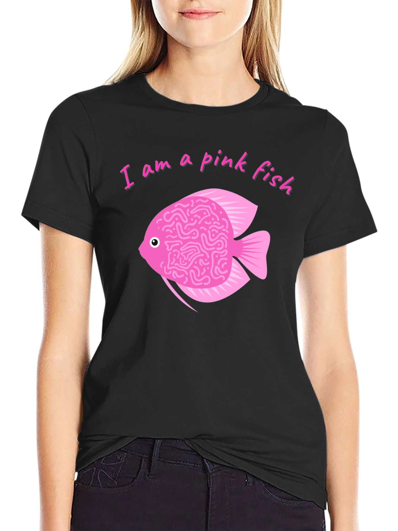 Pink Fish Brain T-Shirt - Quirky Graphic Tee