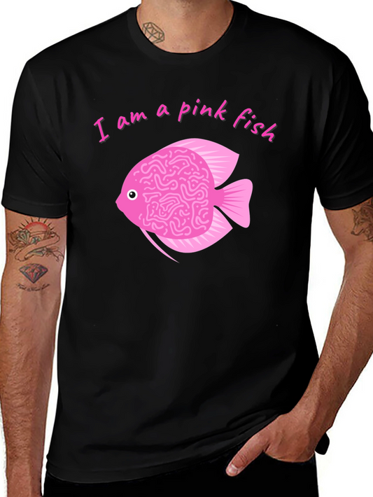 Pink Fish Brain T-Shirt - Quirky Graphic Tee