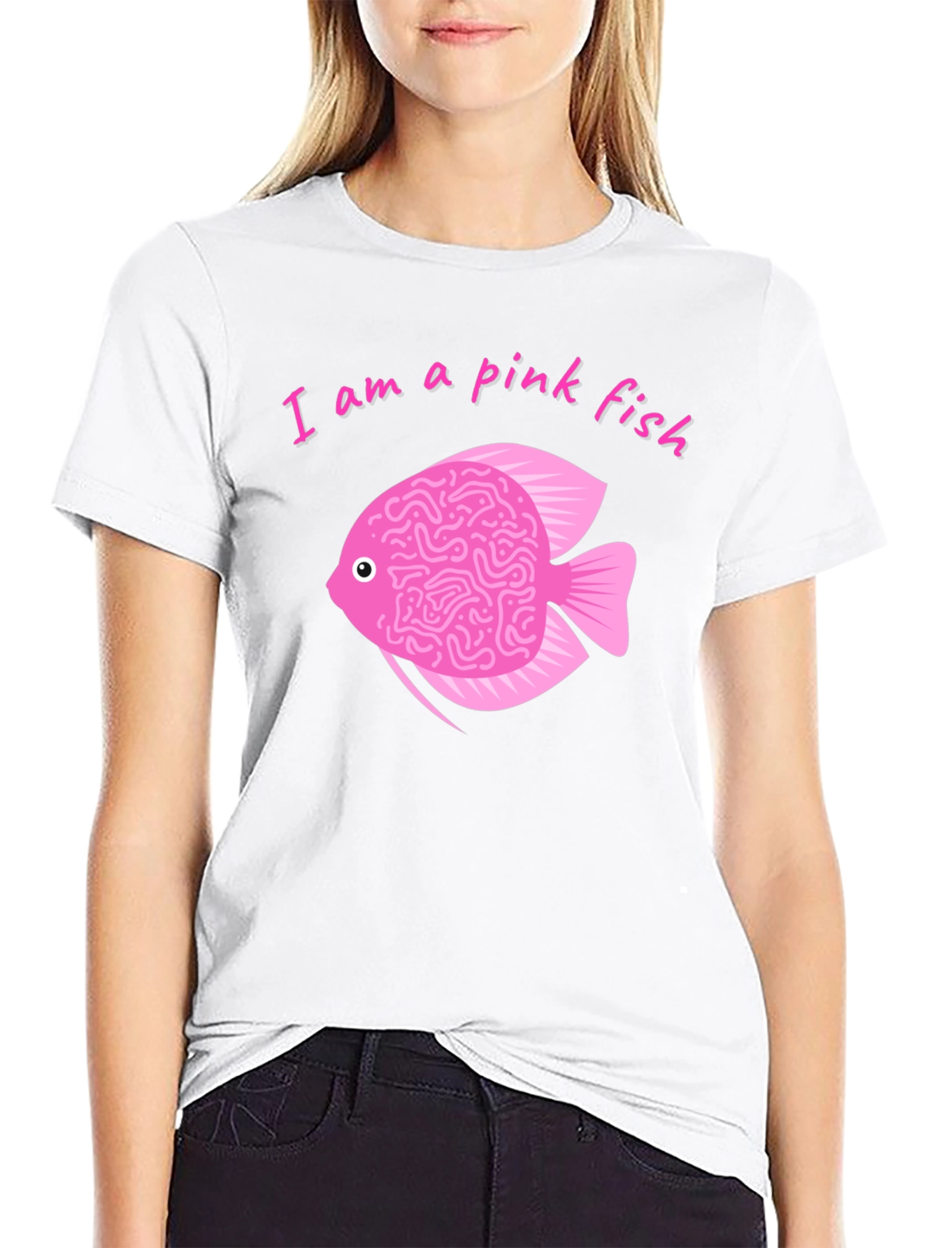 Pink Fish Brain T-Shirt - Quirky Graphic Tee
