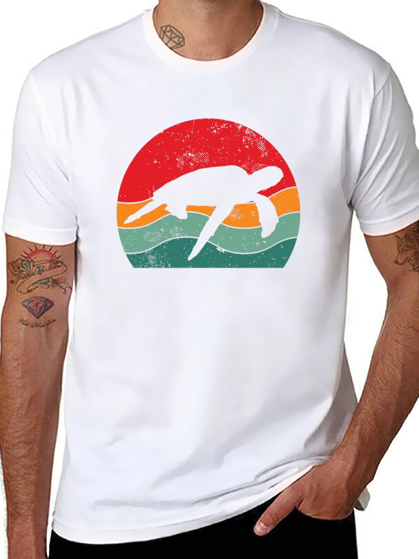 Retro Turtle Graphic Tee - Black