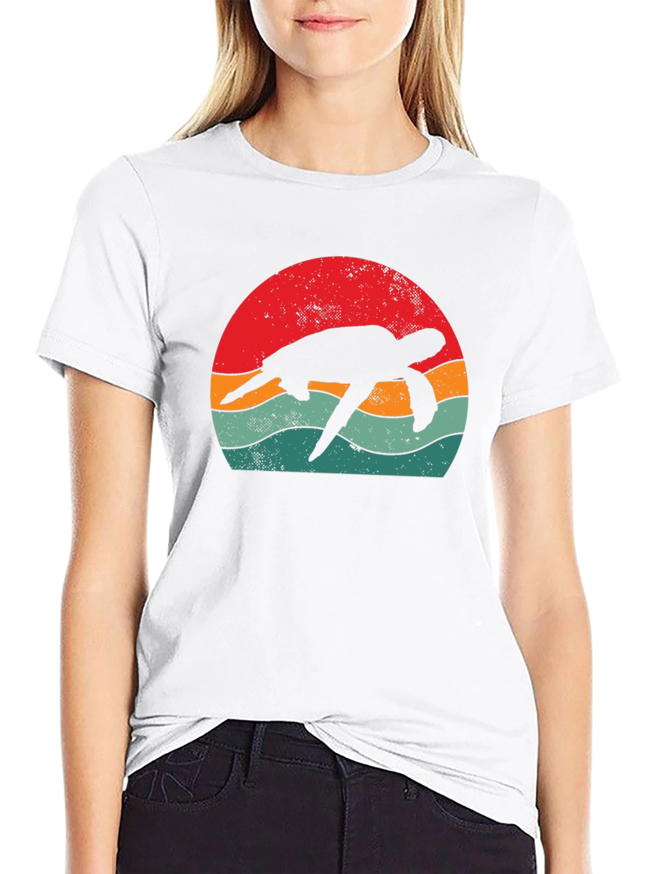 Retro Turtle Graphic Tee - Black
