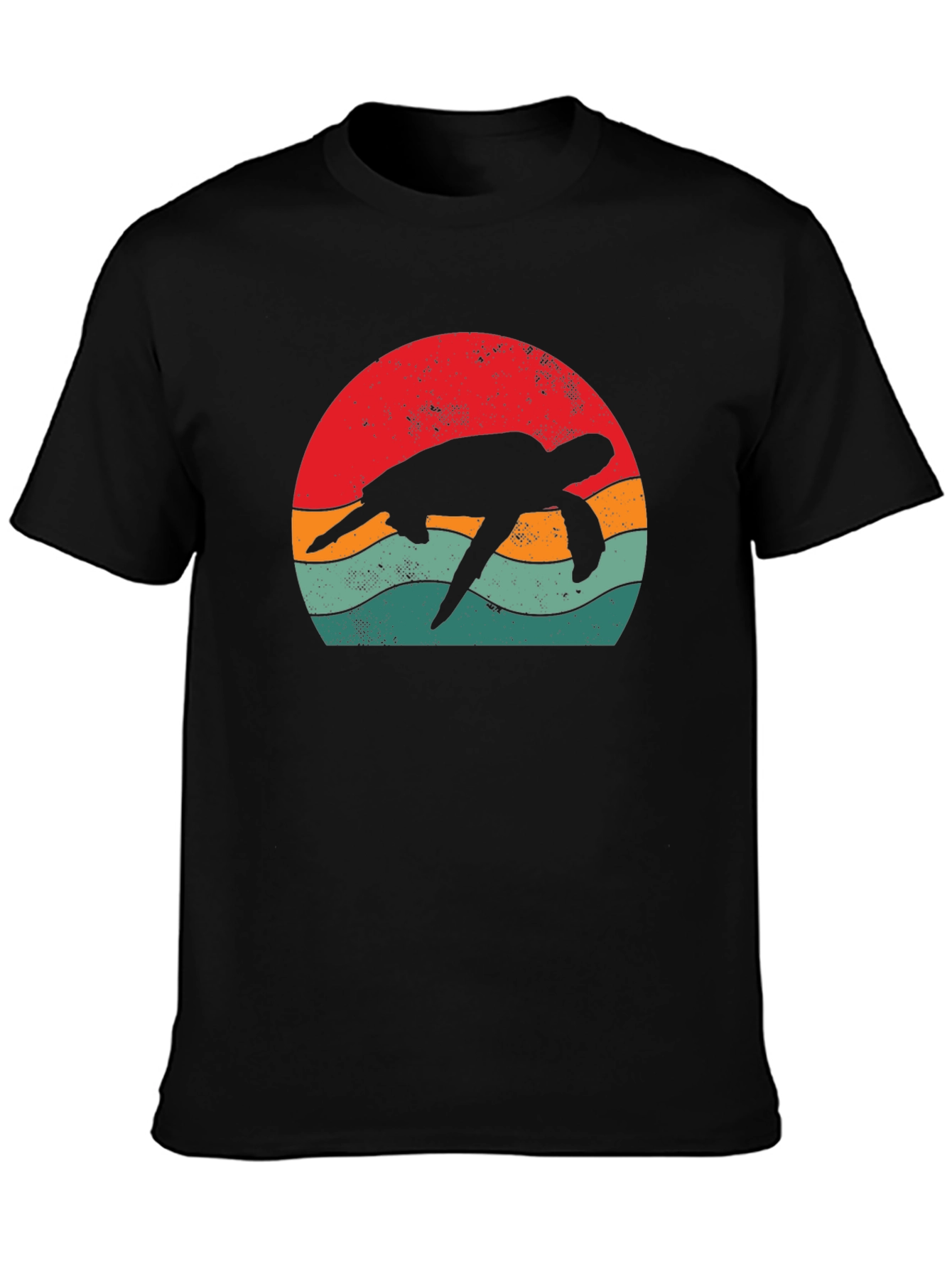 Retro Turtle Graphic Tee - Black