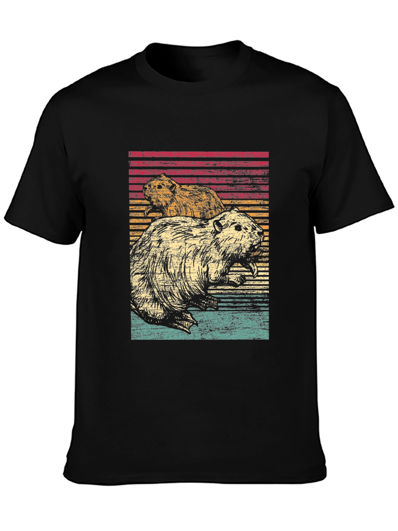 Retro Beaver Graphic Tee - Mens Black T-Shirt