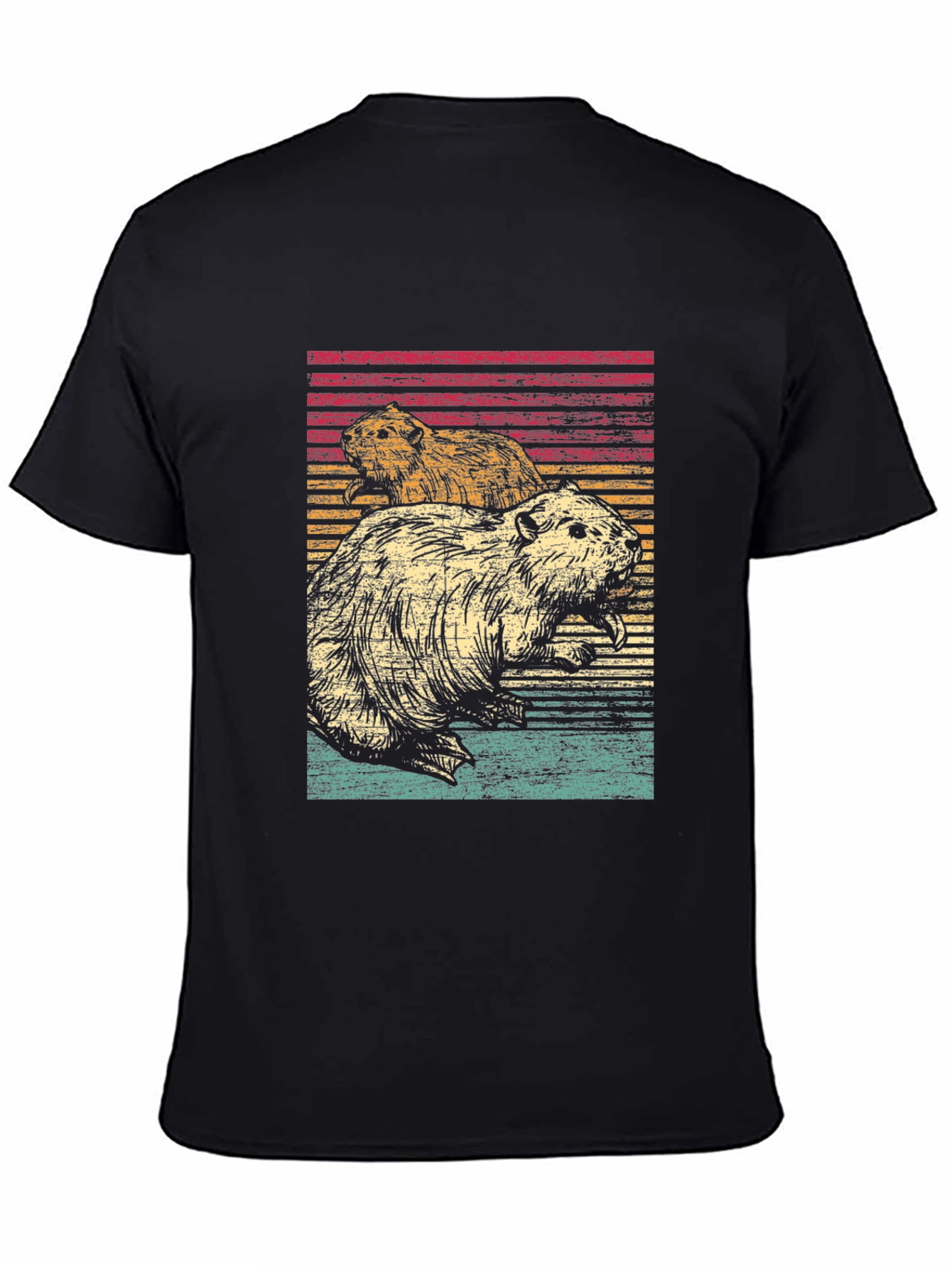 Retro Beaver Graphic Tee - Mens Black T-Shirt