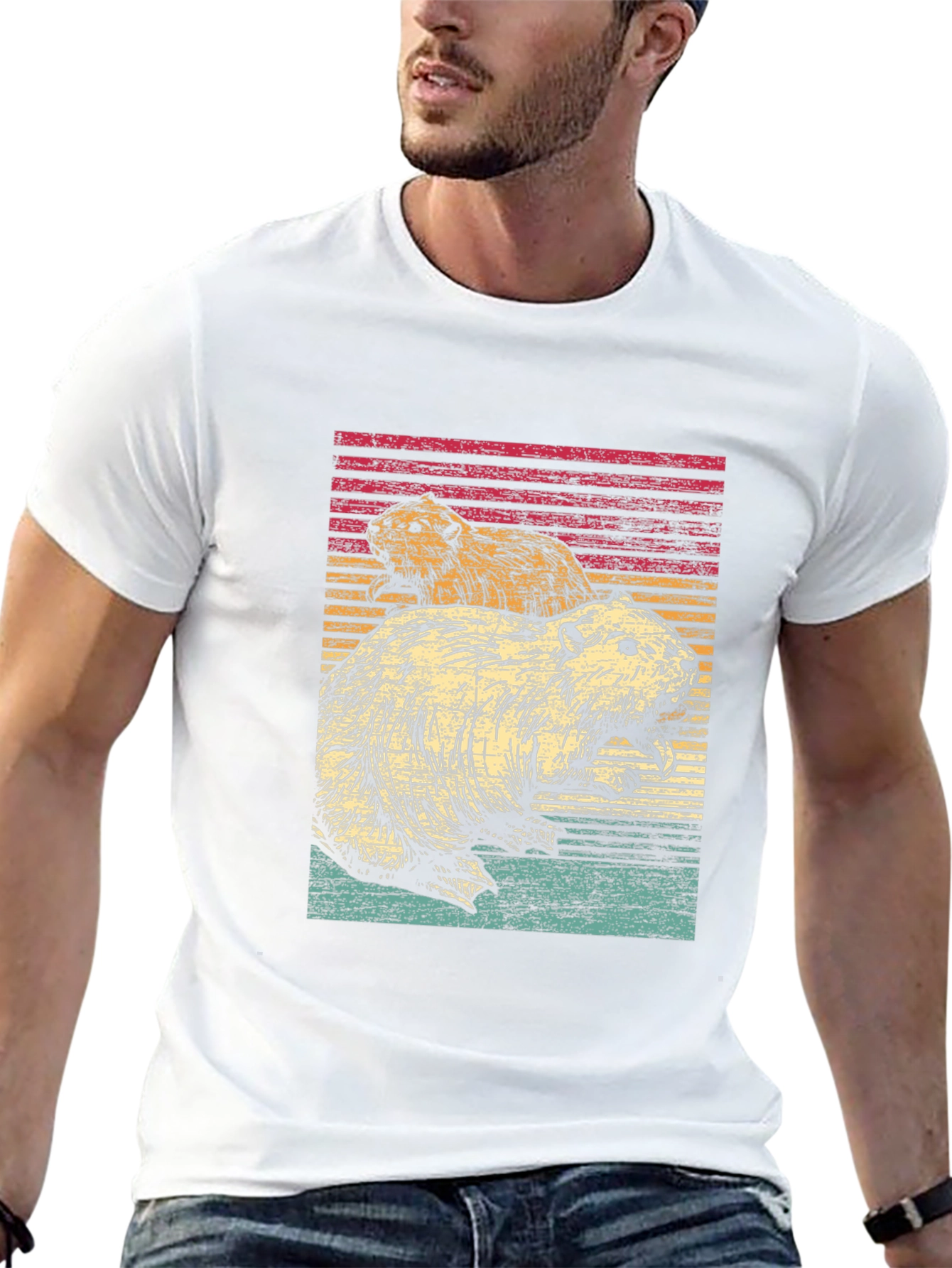 Retro Beaver Graphic Tee - Mens Black T-Shirt
