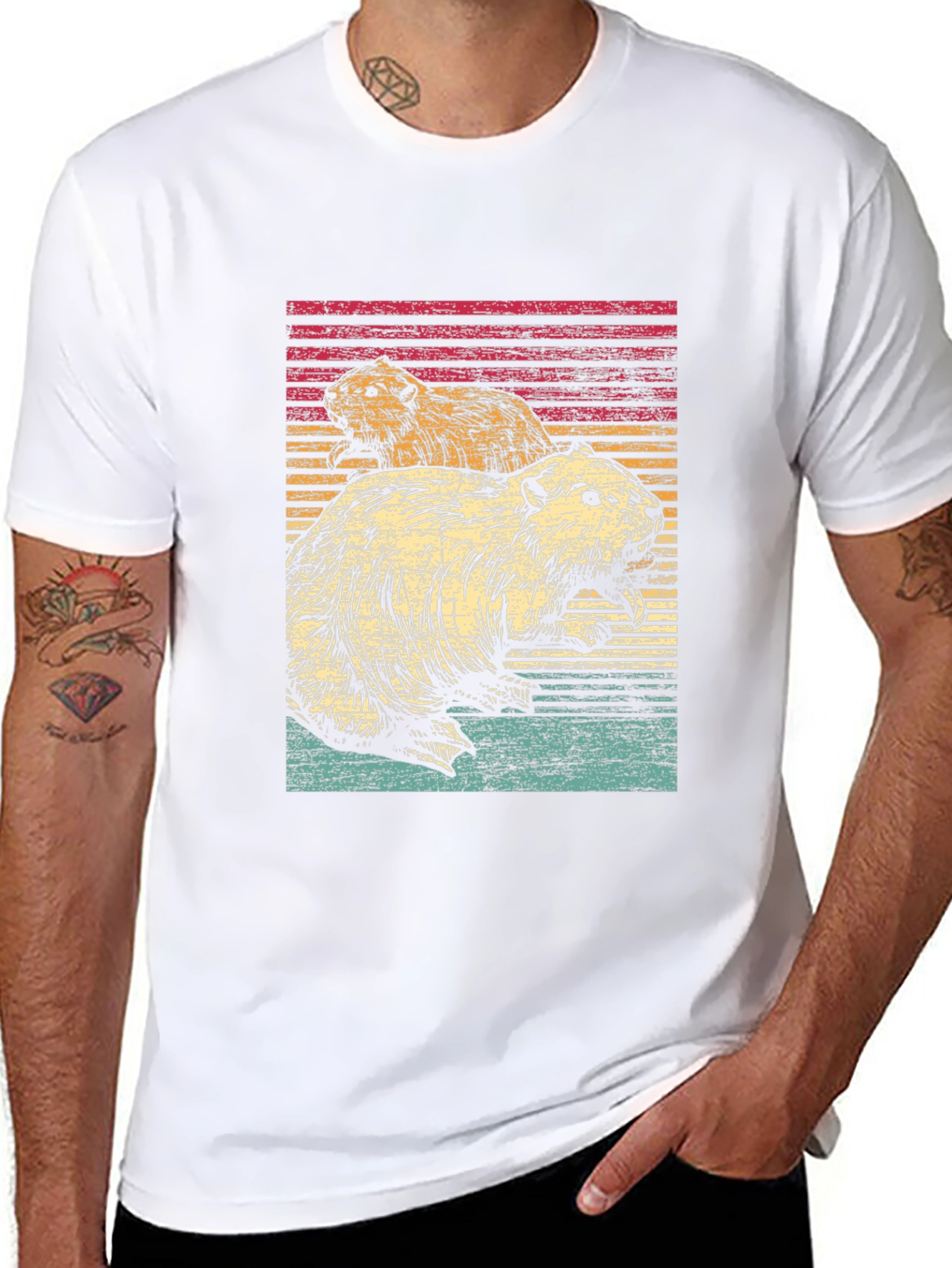Retro Beaver Graphic Tee - Mens Black T-Shirt