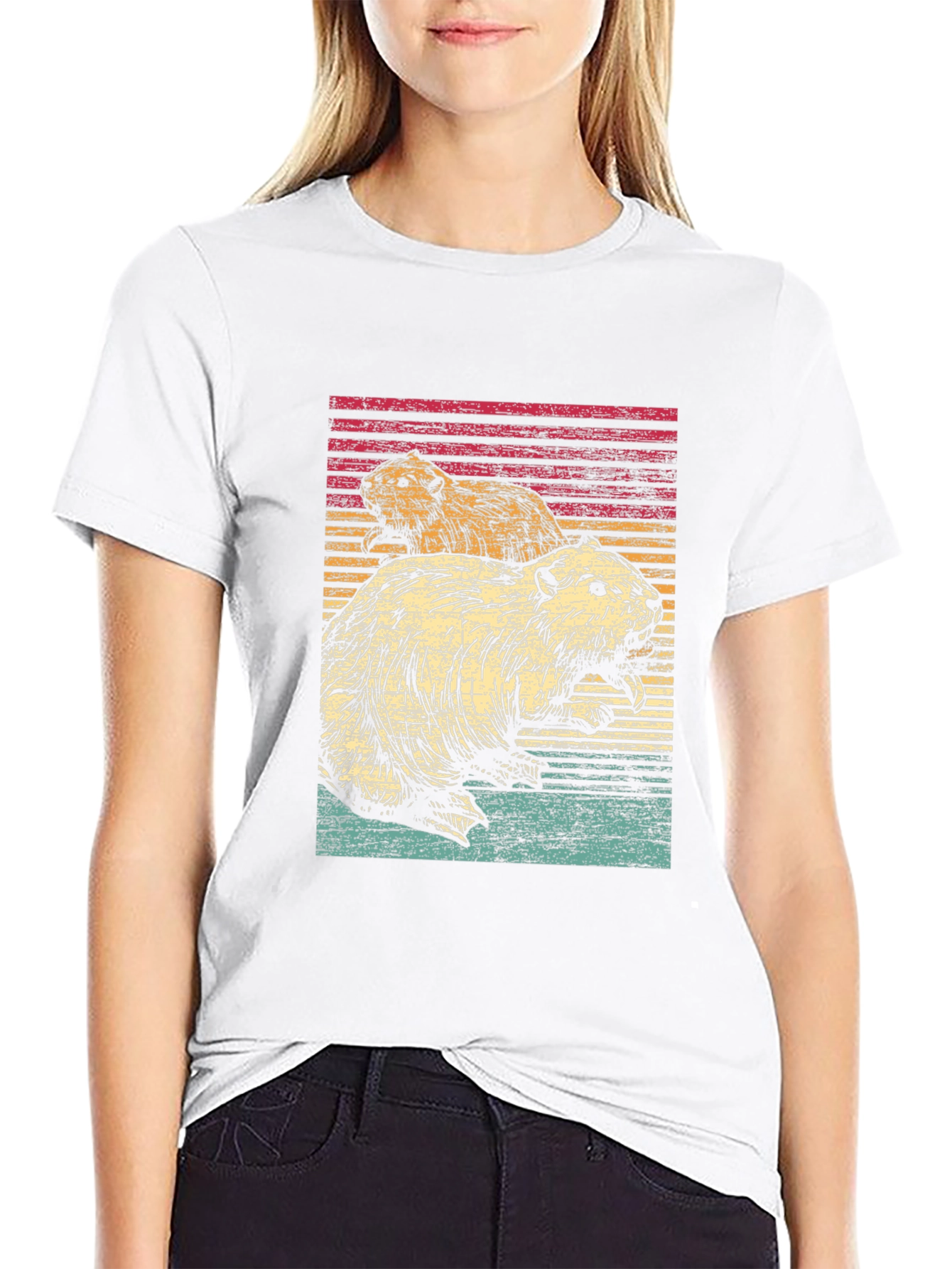 Retro Beaver Graphic Tee - Mens Black T-Shirt