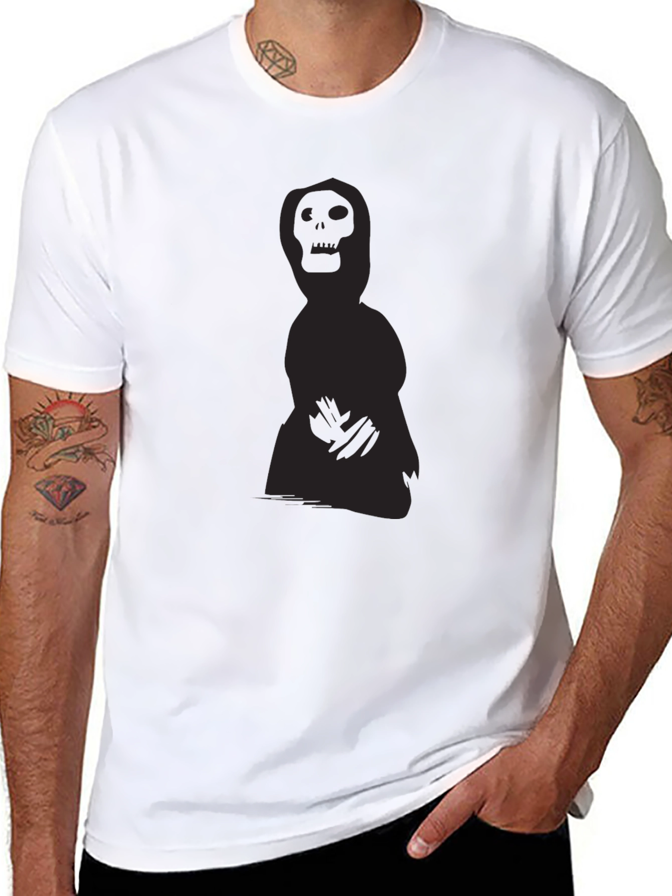 Grim Reaper Graphic Print Black Tee