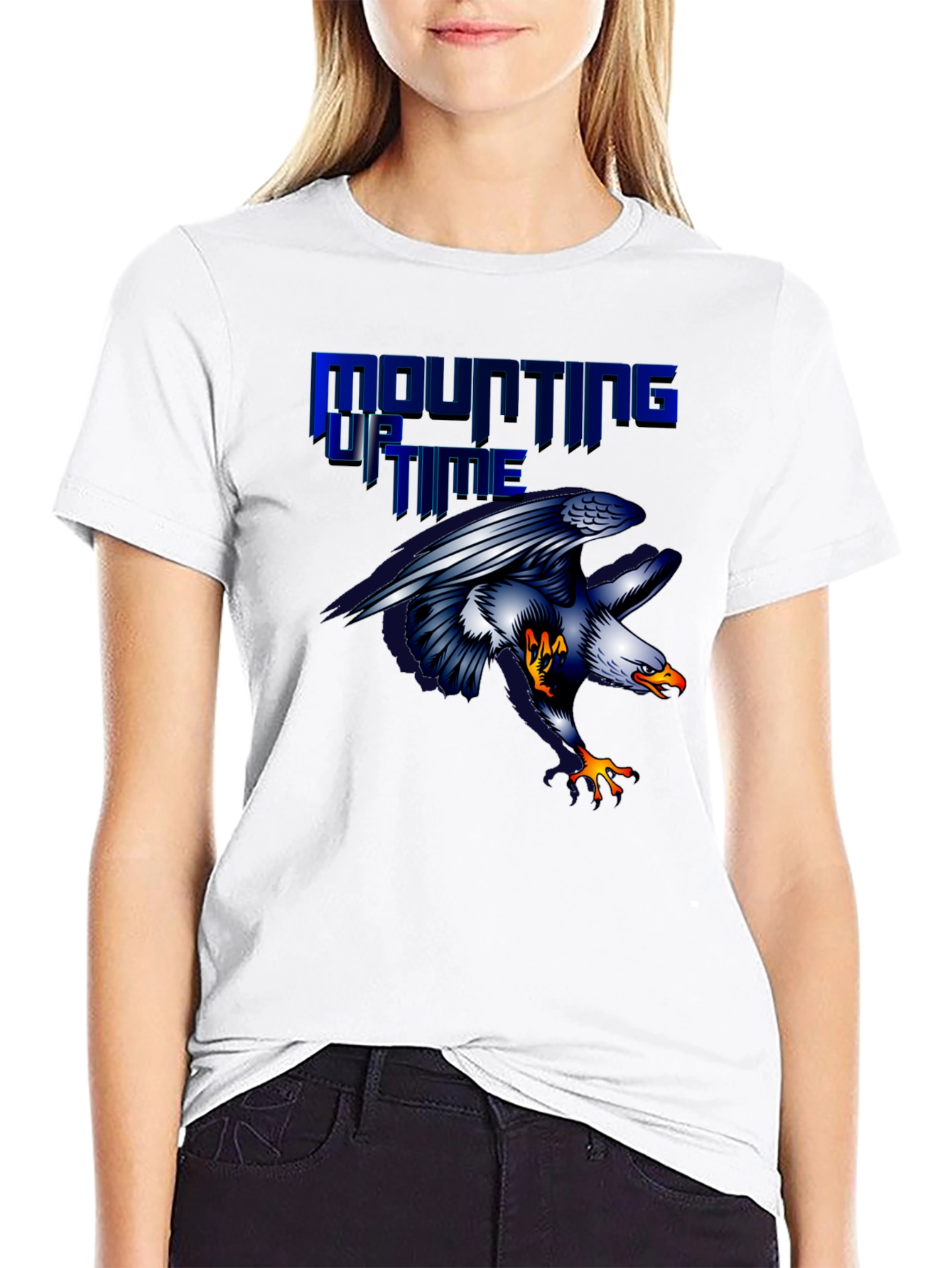 Mounting Up Time Eagle Graphic Black T-Shirt