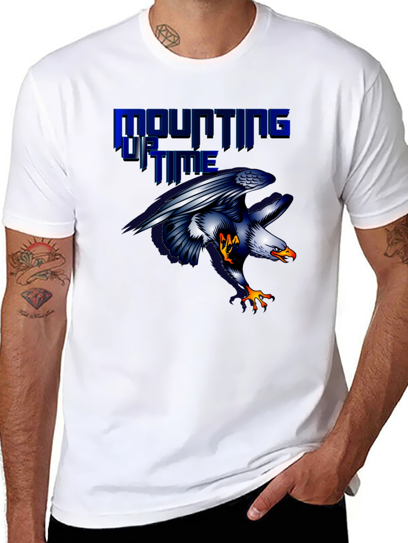 Mounting Up Time Eagle Graphic Black T-Shirt
