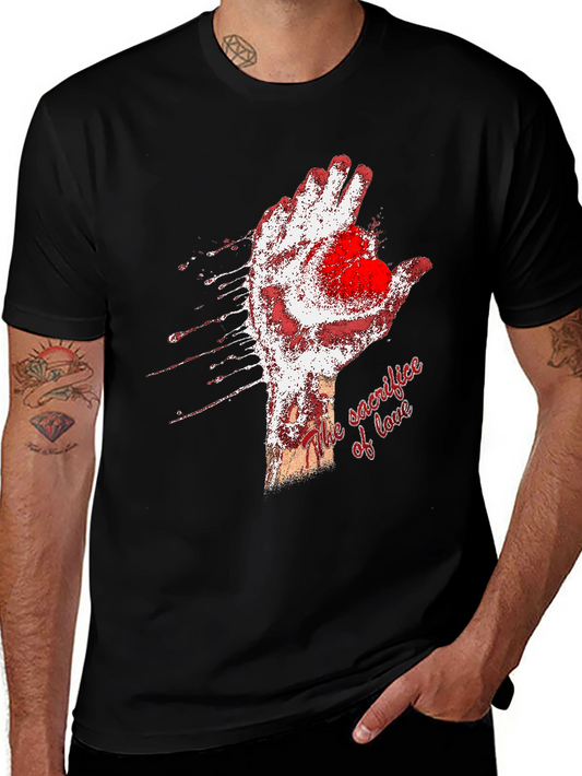 Sacrifice of Love Graphic Tee - Bloody Heart Hand T-Shirt