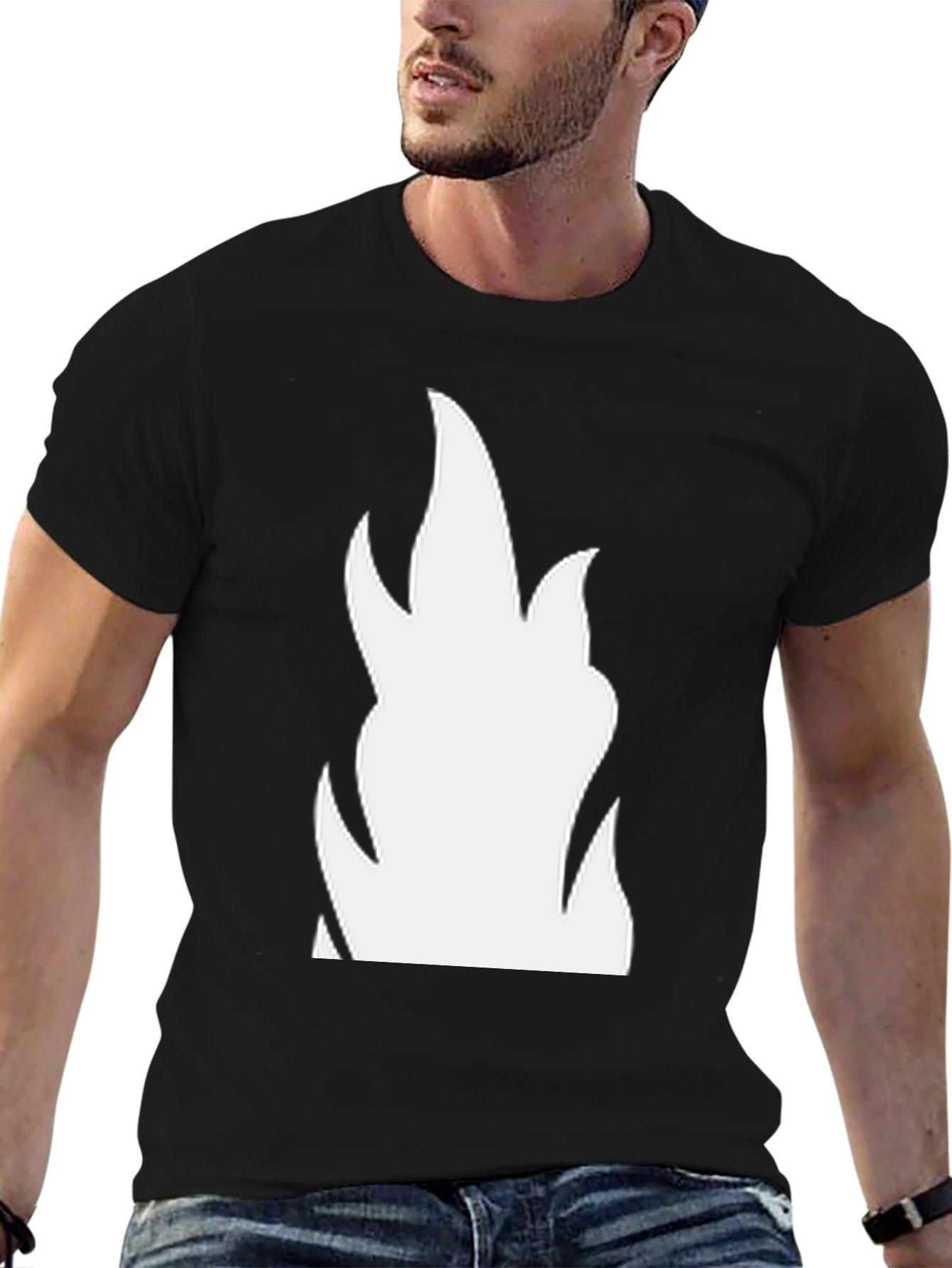 Bold Flame Graphic Tee - Black Cotton T-Shirt