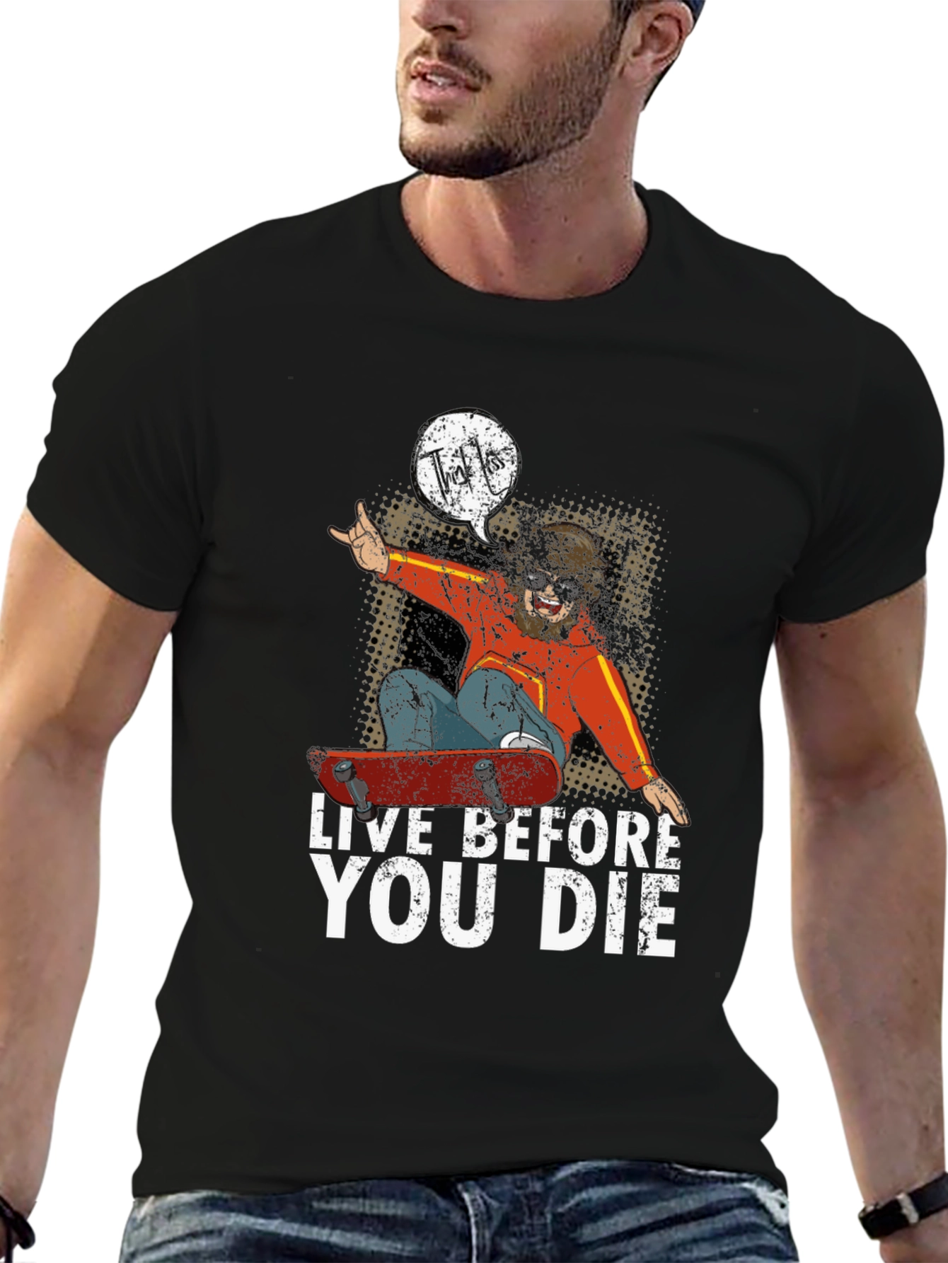 Live Before You Die Skateboarder Graphic T-Shirt