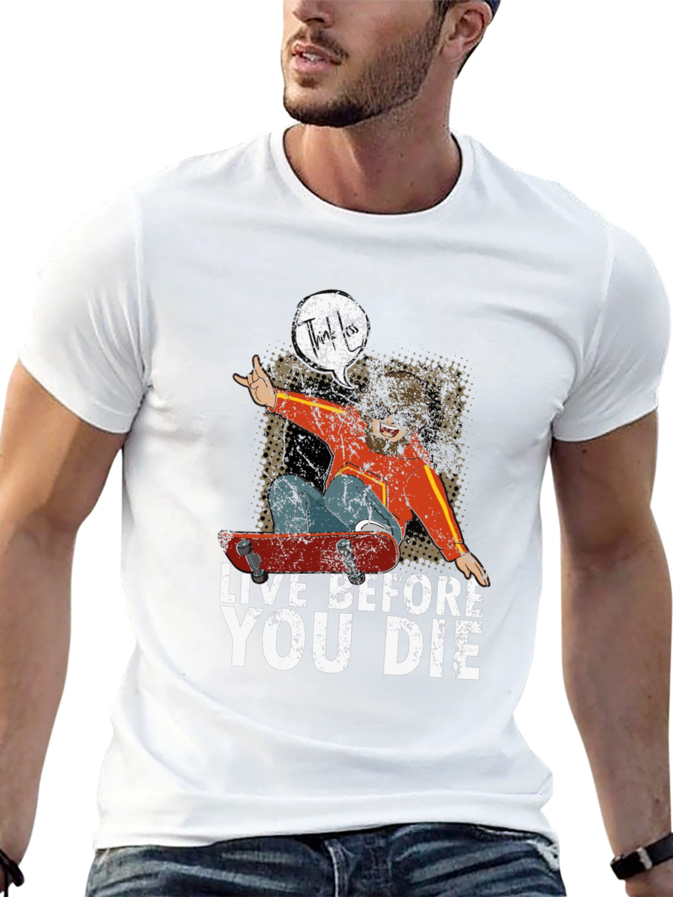 Live Before You Die Skateboarder Graphic T-Shirt