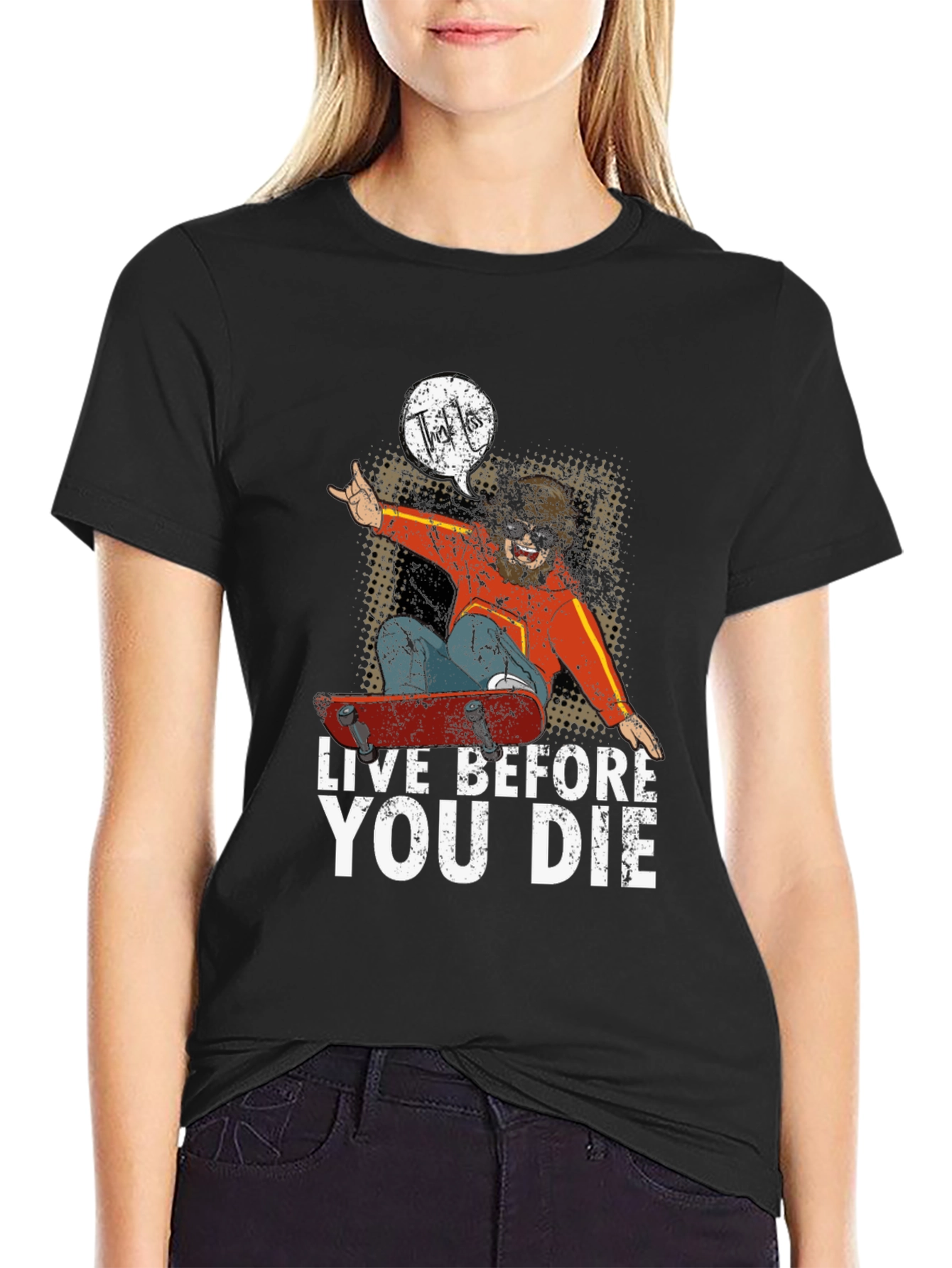 Live Before You Die Skateboarder Graphic T-Shirt