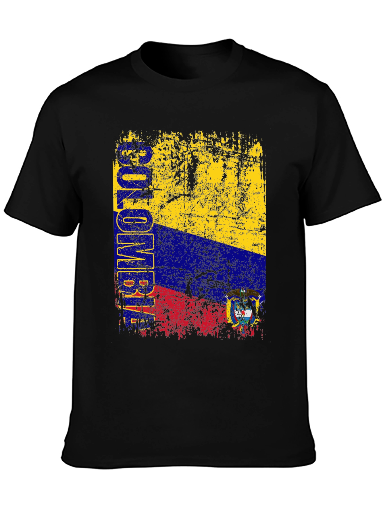 Colombia Flag Graphic T-Shirt - Black