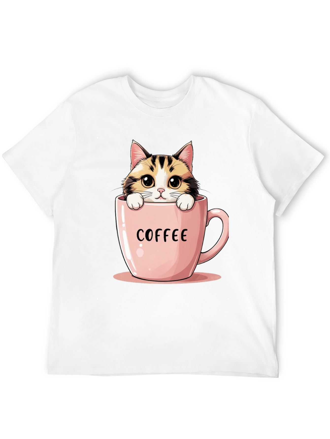 Cute Cat in Coffee Cup Graphic Tee