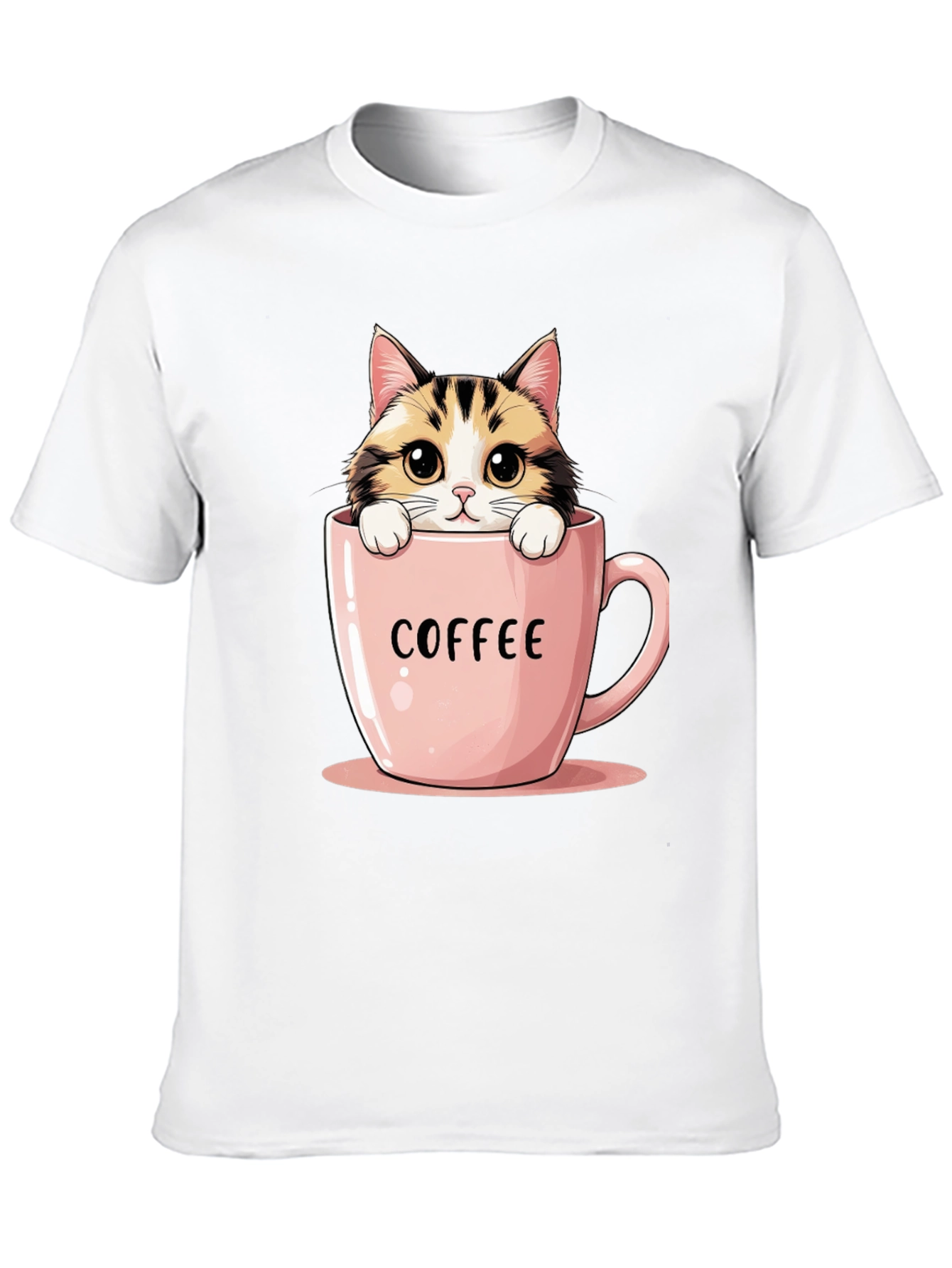 Cute Cat in Coffee Cup Graphic Tee