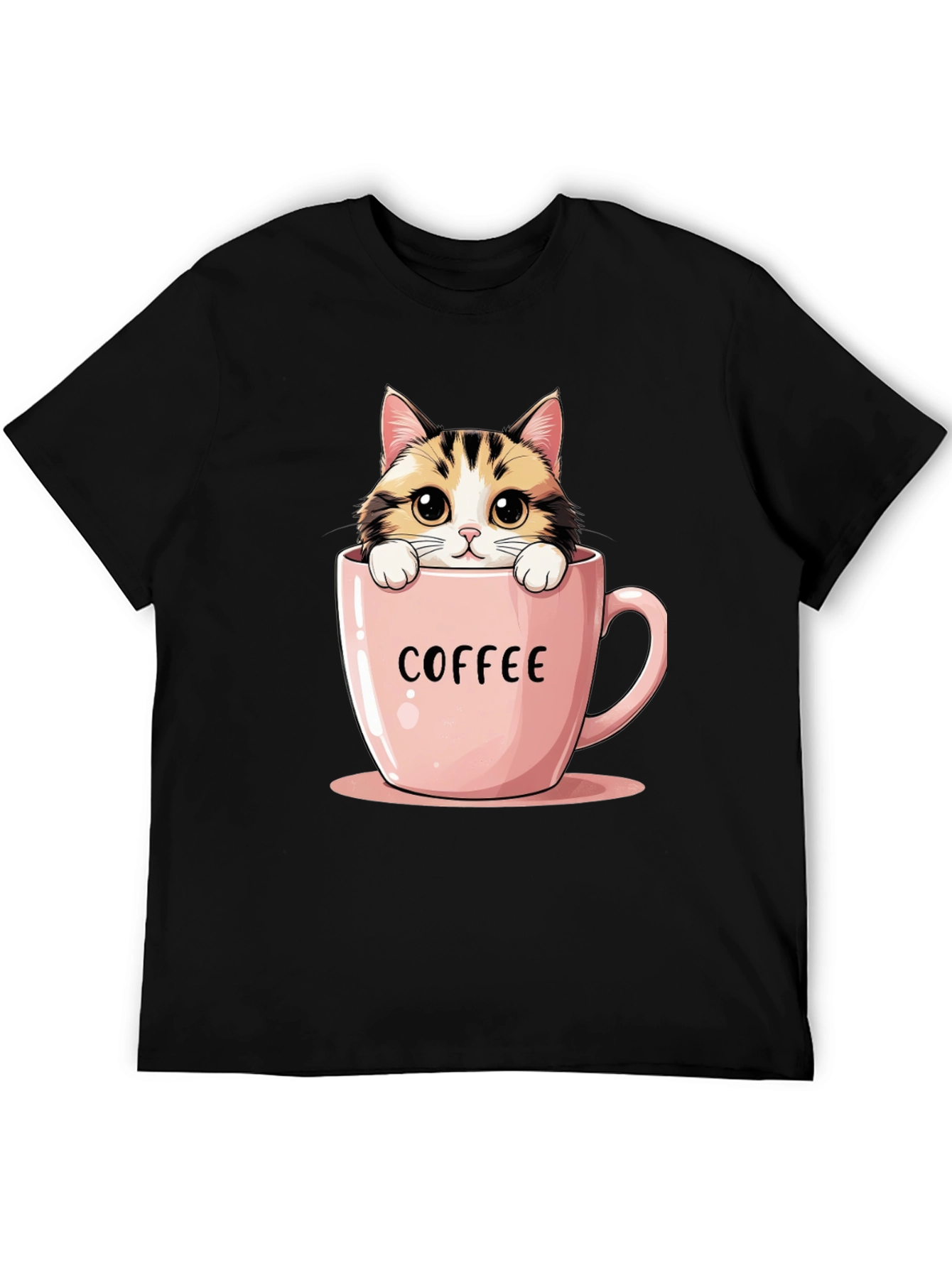 Cute Cat in Coffee Cup Graphic Tee