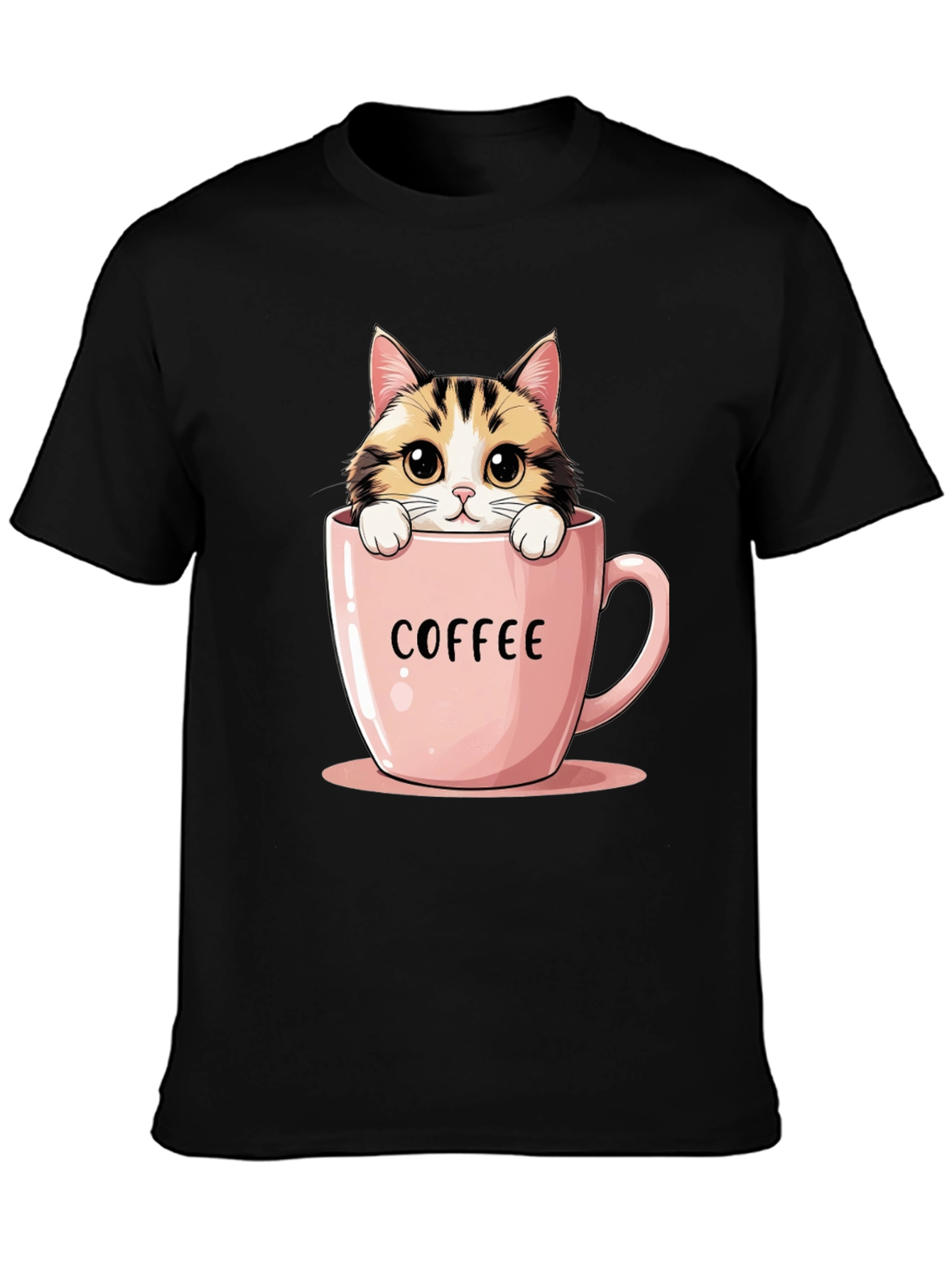 Cute Cat in Coffee Cup Graphic Tee