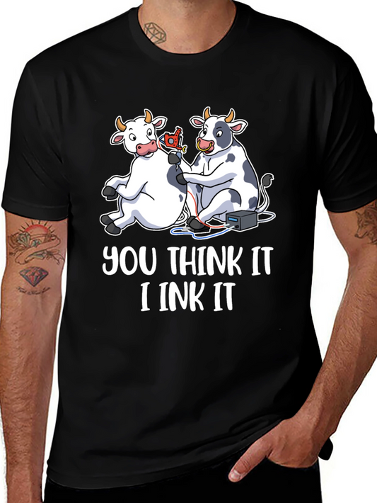 You Think It I Ink It Cow Tattoo Black T-Shirt