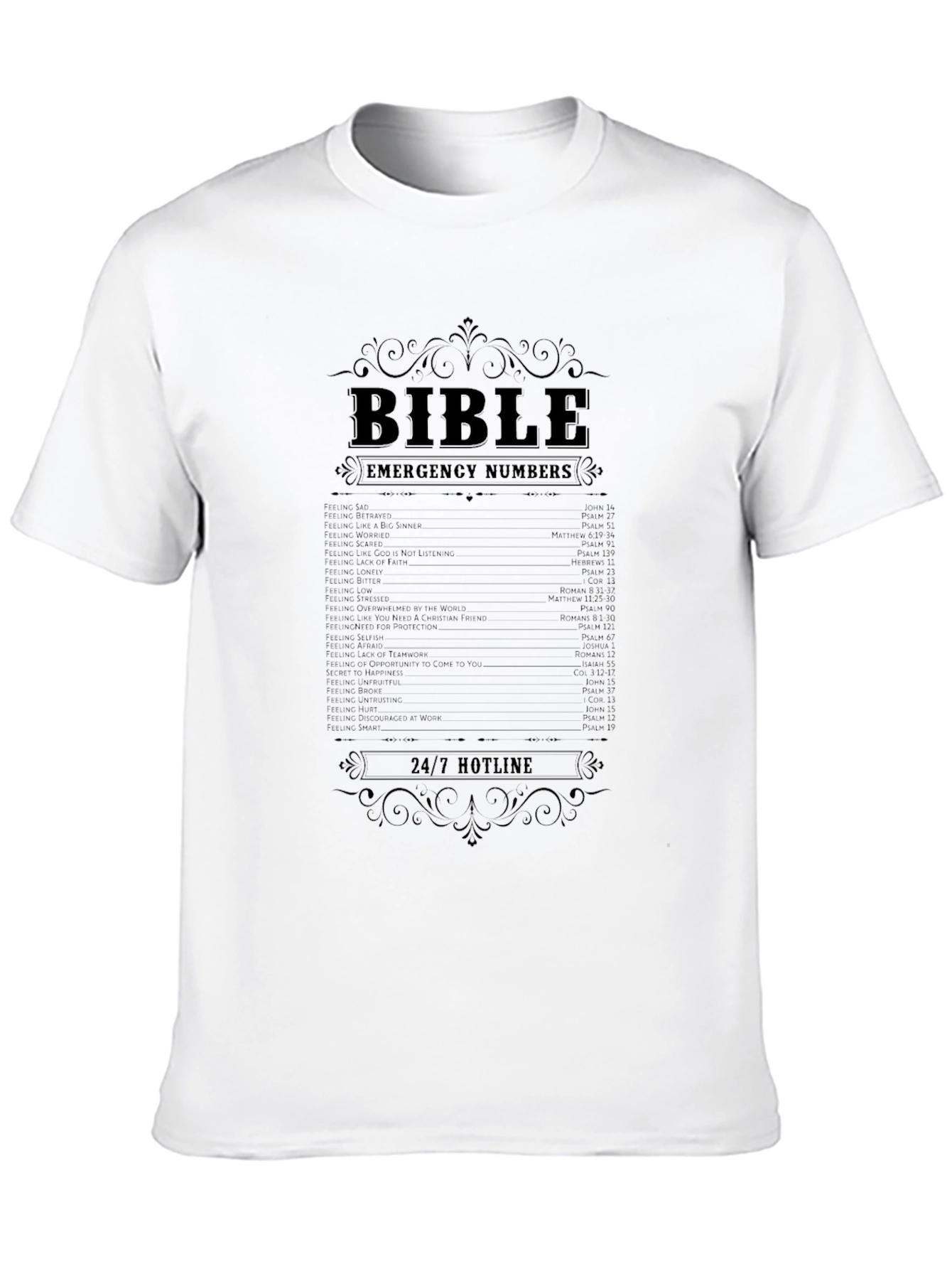 Bible Emergency Numbers T-Shirt Christian Tee