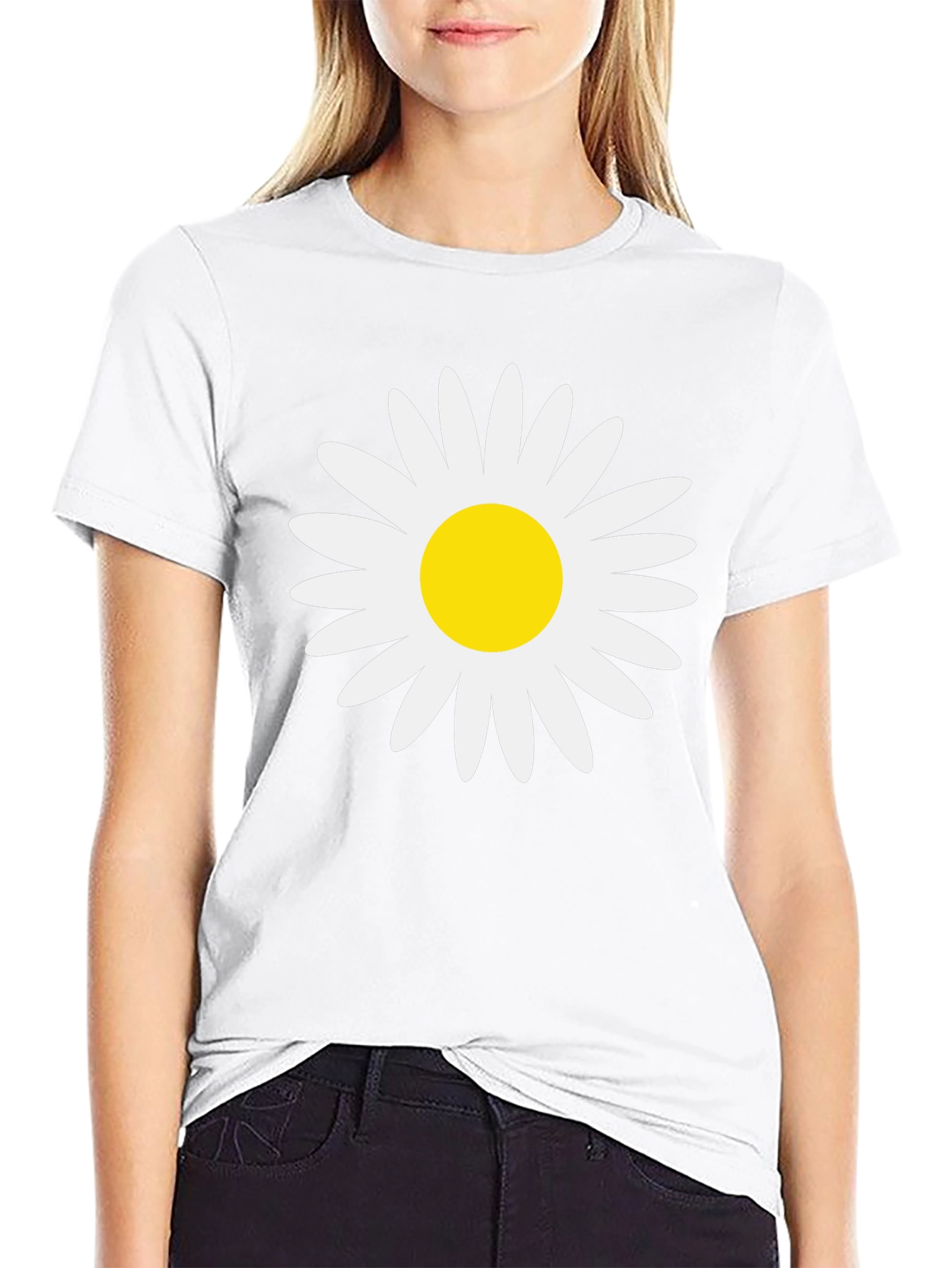 Daisy Graphic Tee - Black Cotton Comfort