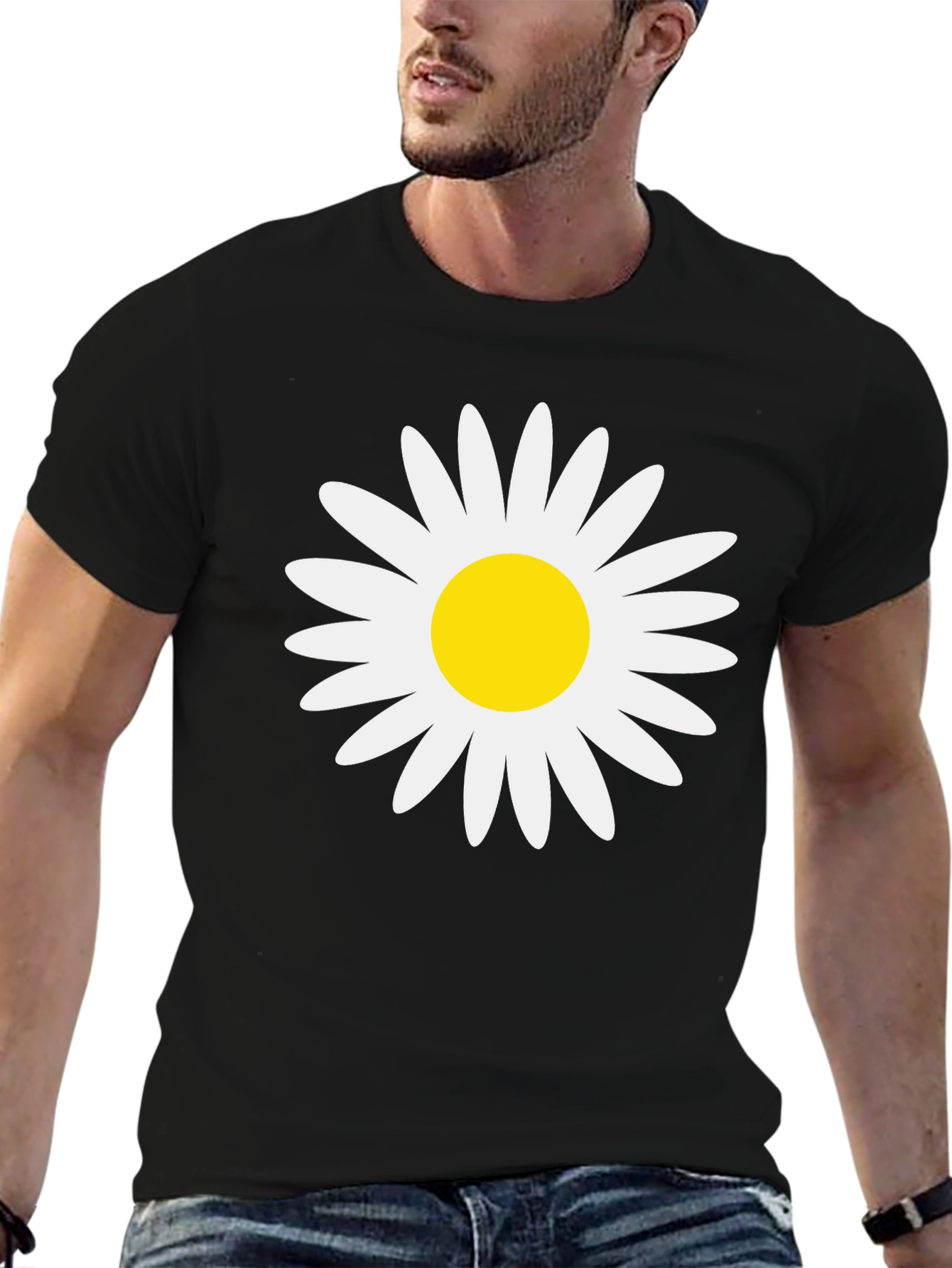 Daisy Graphic Tee - Black Cotton Comfort