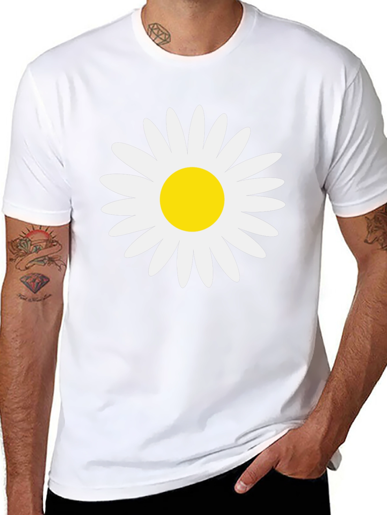 Daisy Graphic Tee - Black Cotton Comfort