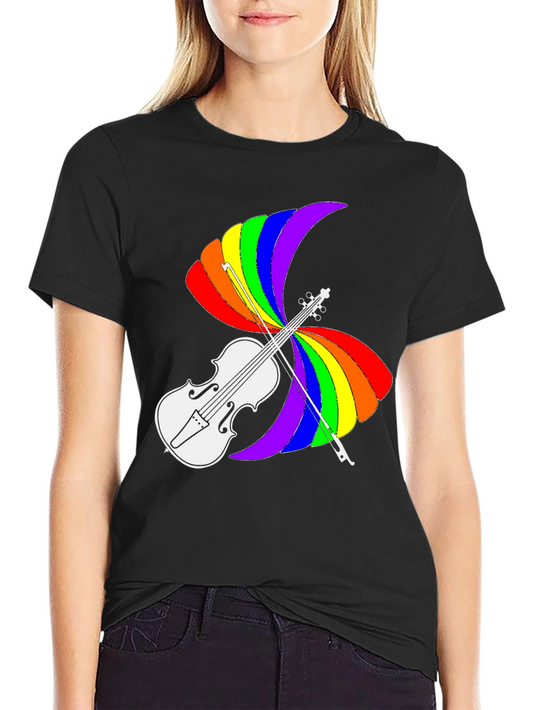 Rainbow Violin T-Shirt - Pride Music Tee