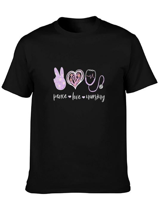 Peace Love Nursing Graphic T-Shirt
