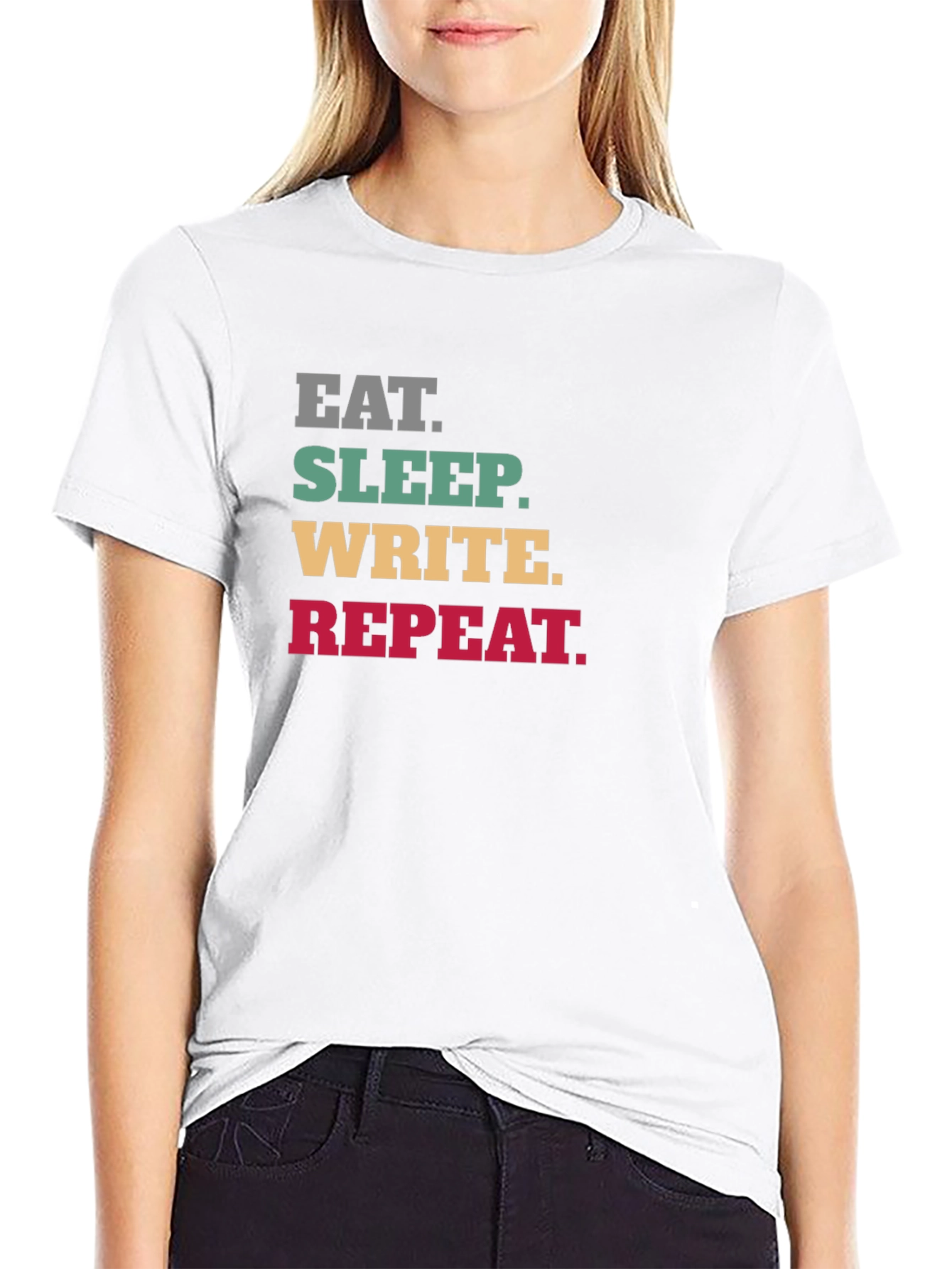 Eat Sleep Write Repeat Black Graphic Tee