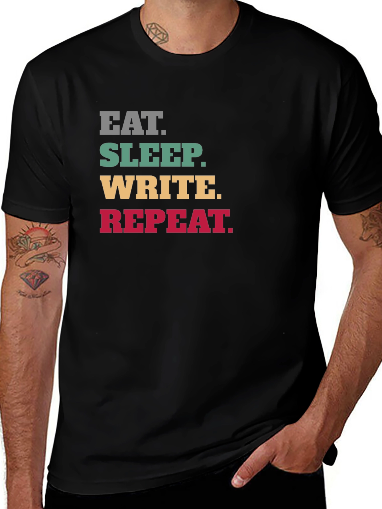 Eat Sleep Write Repeat Black Graphic Tee