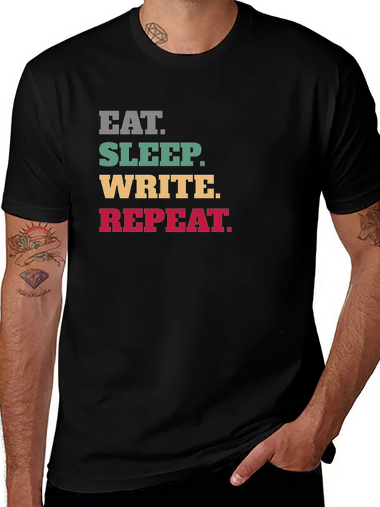 Eat Sleep Write Repeat Black Graphic Tee