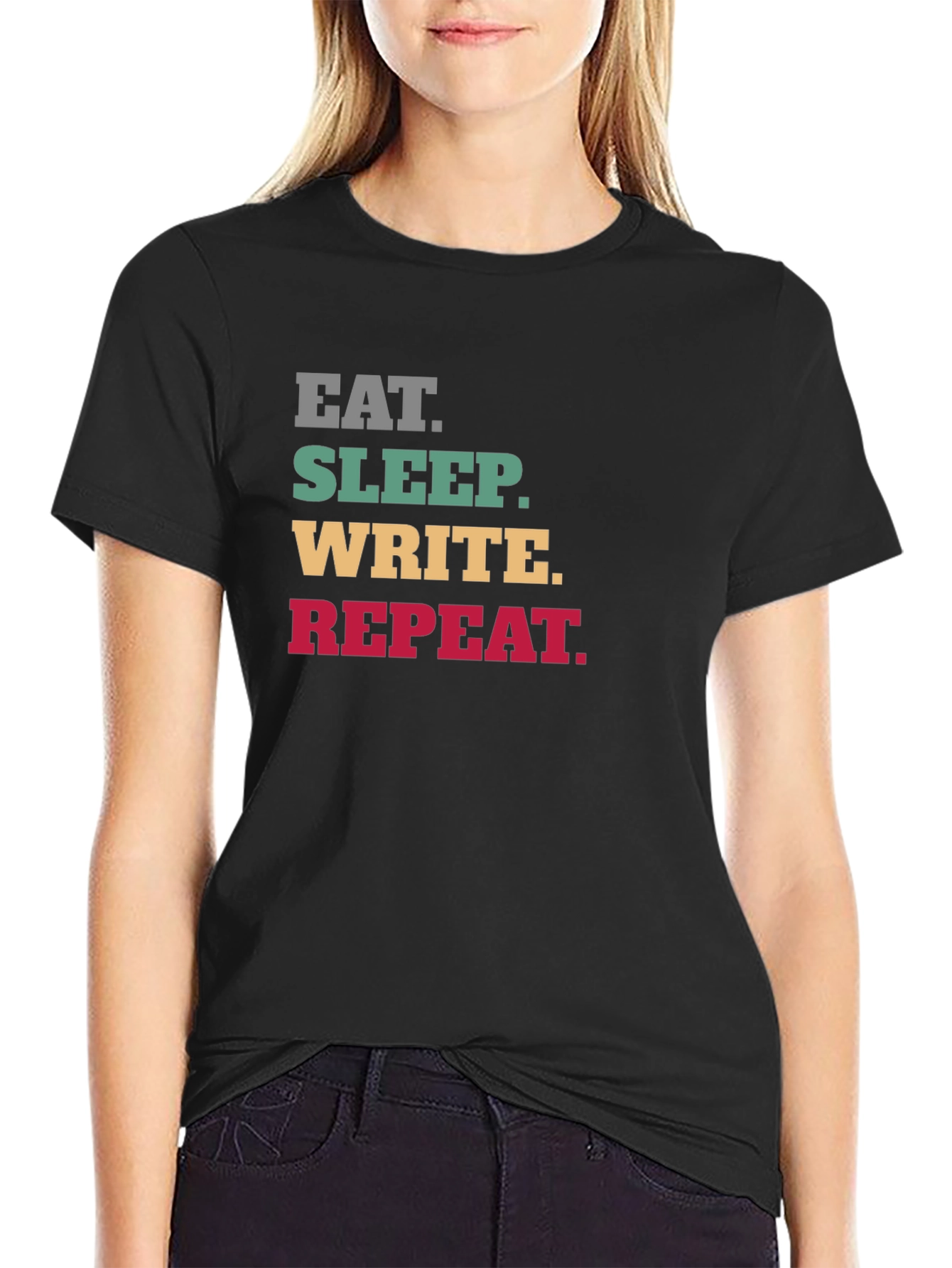 Eat Sleep Write Repeat Black Graphic Tee