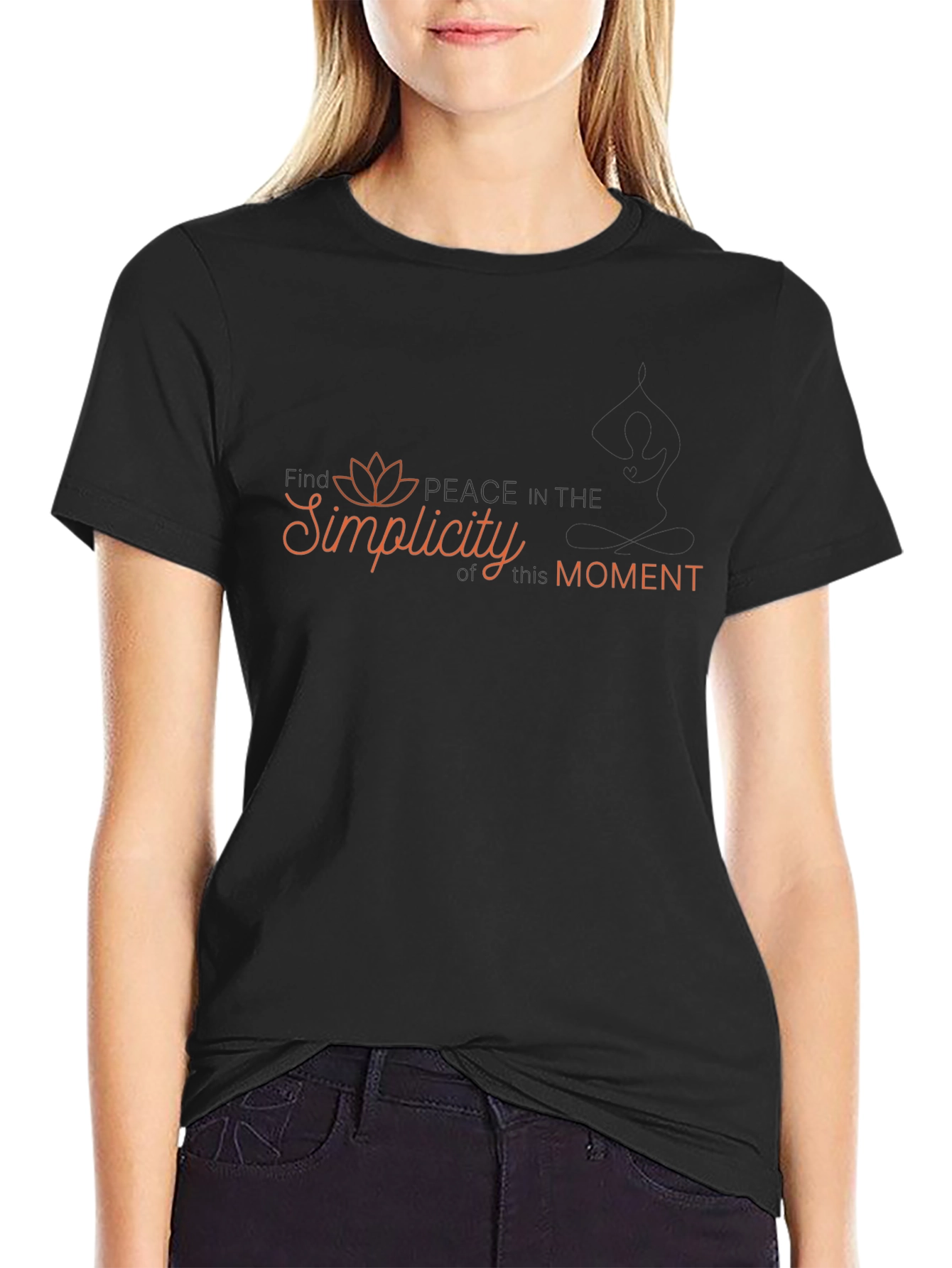 Find Peace in Simplicity Black T-Shirt