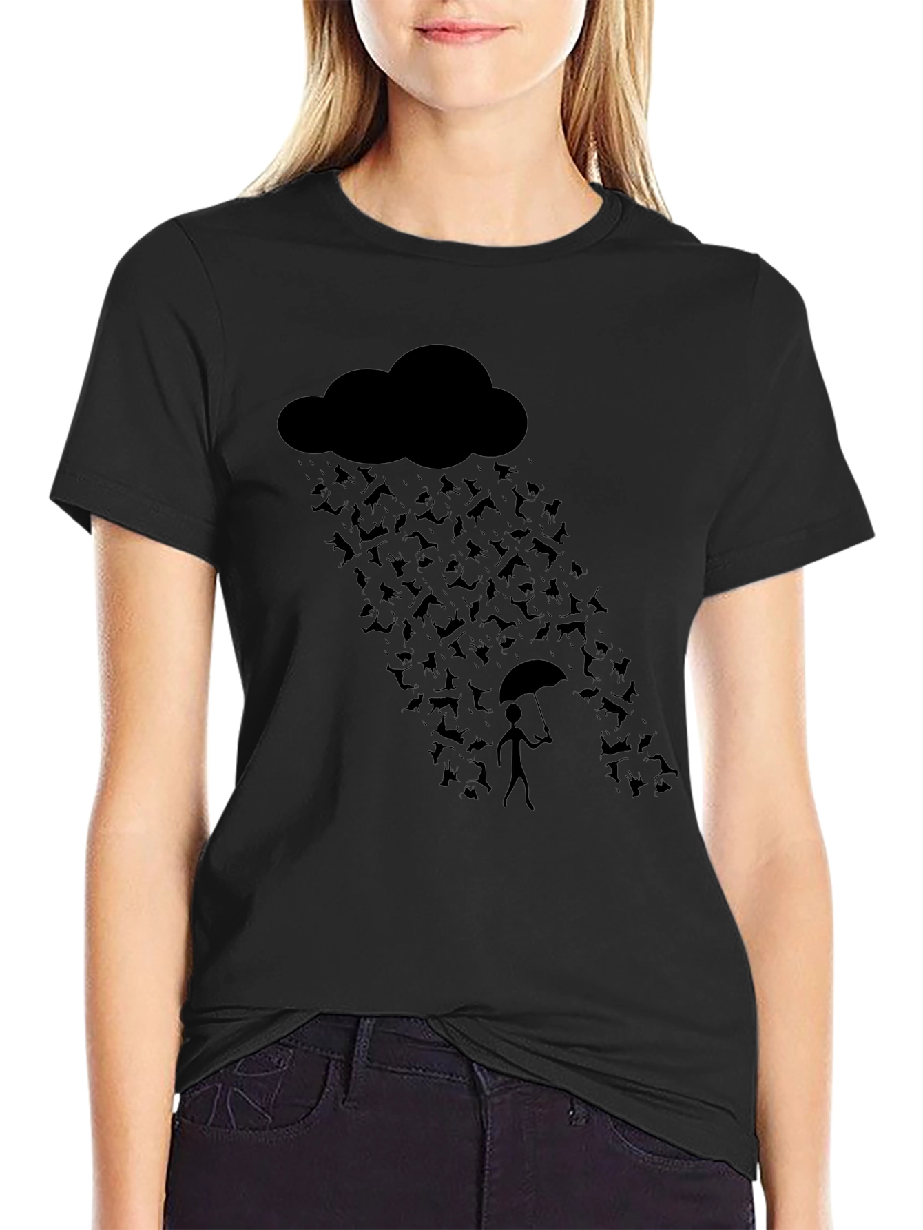 Black Its Raining Cats and Dogs Graphic Tee