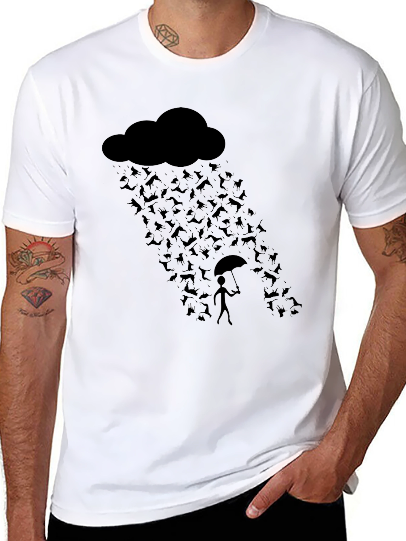 Black Its Raining Cats and Dogs Graphic Tee