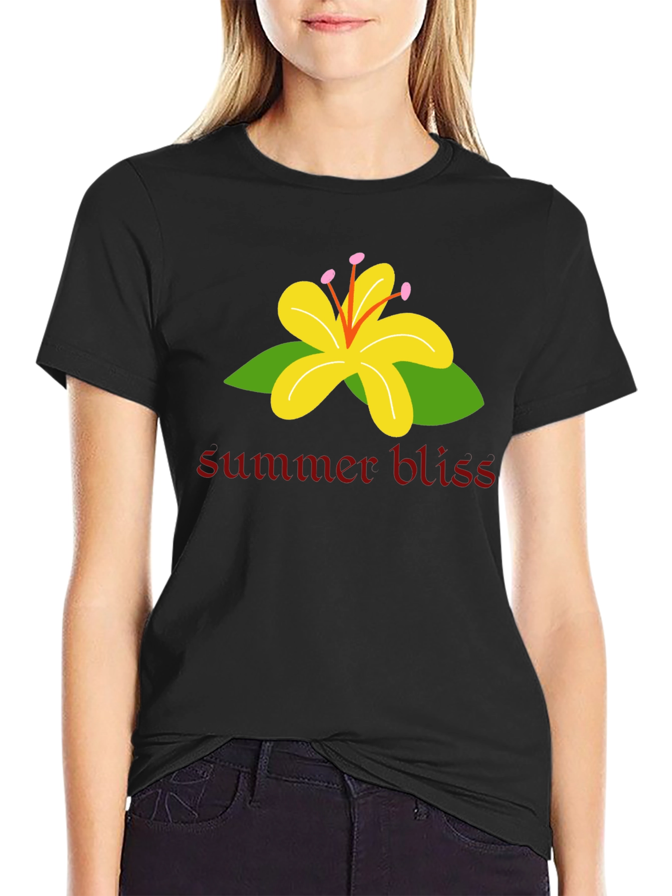 Summer Bliss Graphic T-Shirt - Black Casual Tee
