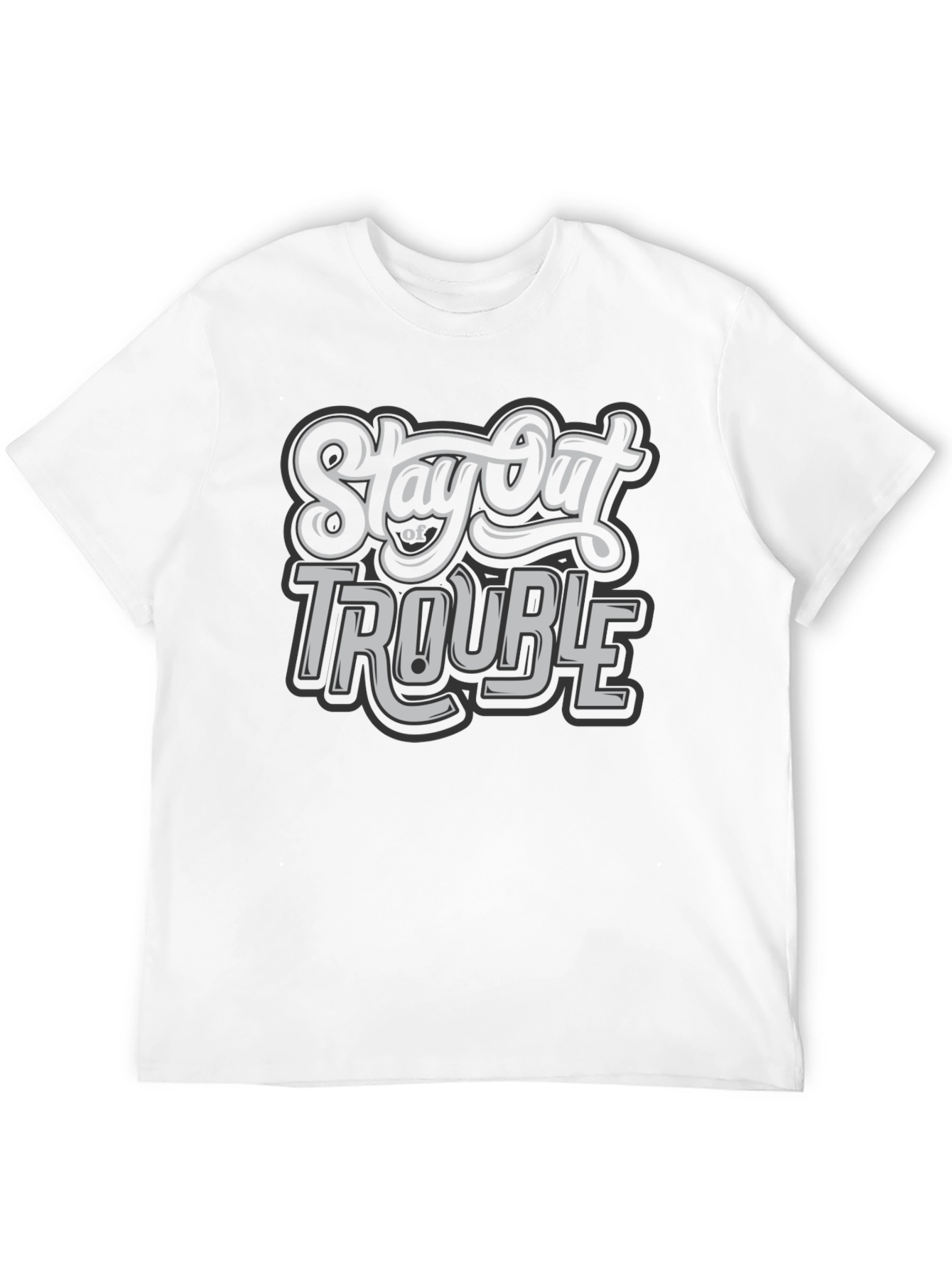 Stay Out of Trouble Black Graphic T-Shirt