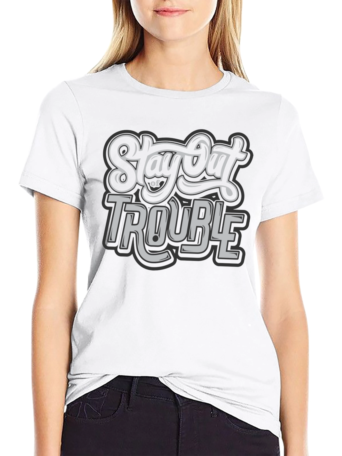 Stay Out of Trouble Black Graphic T-Shirt
