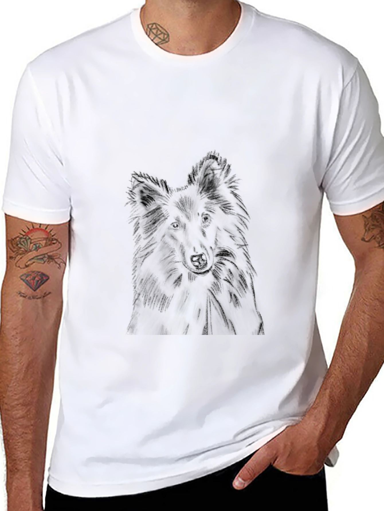 Dog Sketch Black T-Shirt
