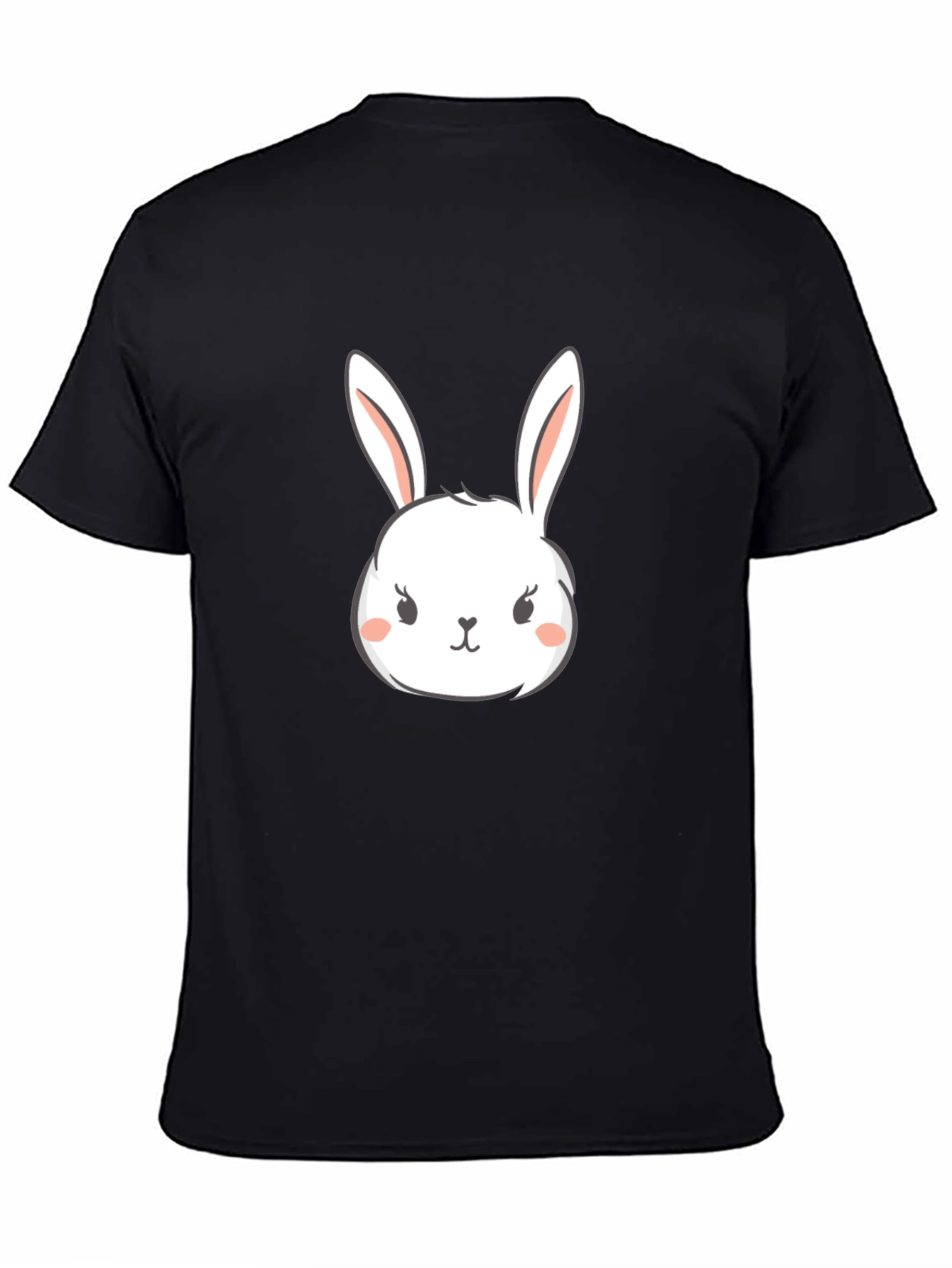 Cute Bunny Graphic Tee - Black Cotton T-Shirt