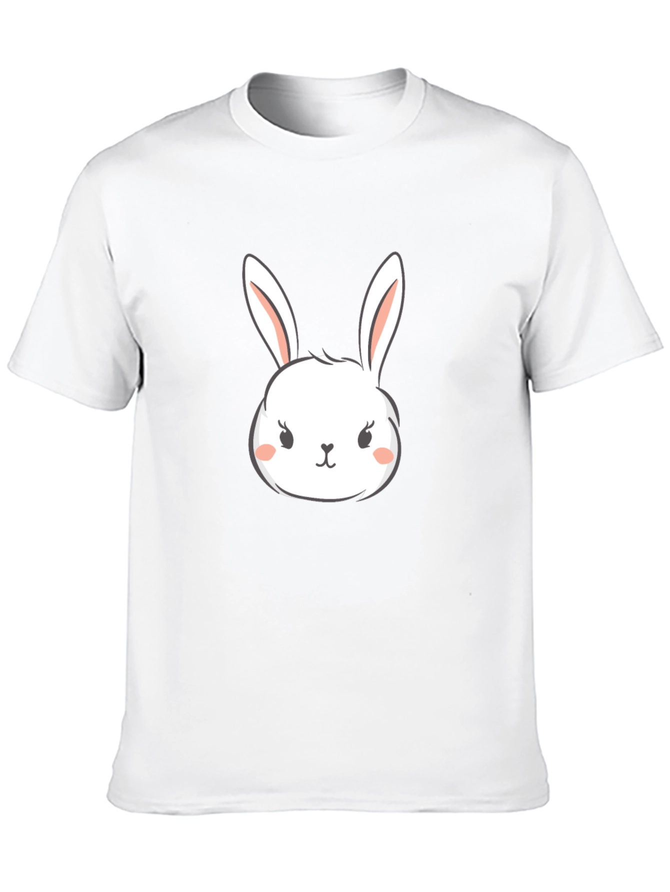 Cute Bunny Graphic Tee - Black Cotton T-Shirt