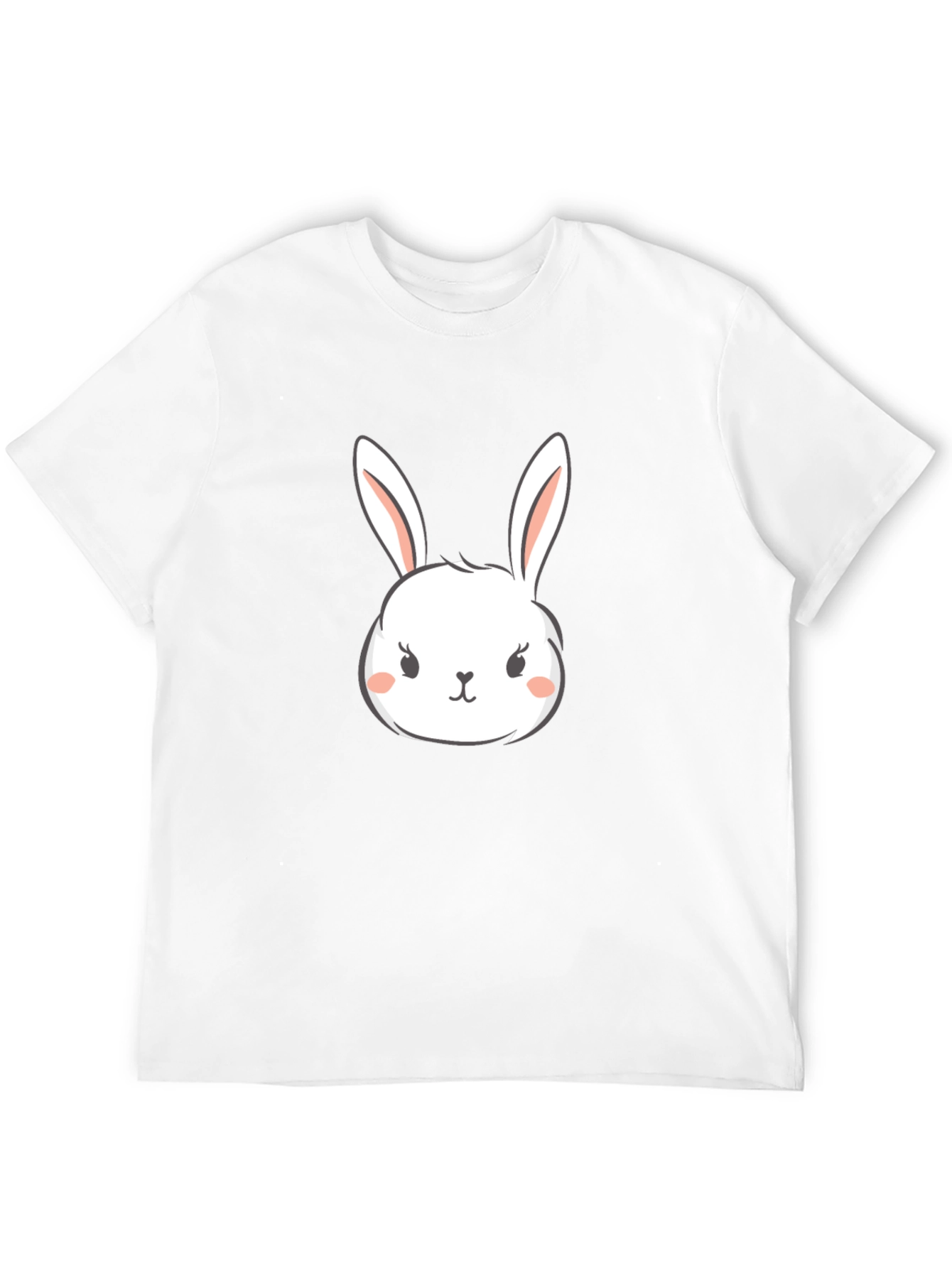 Cute Bunny Graphic Tee - Black Cotton T-Shirt