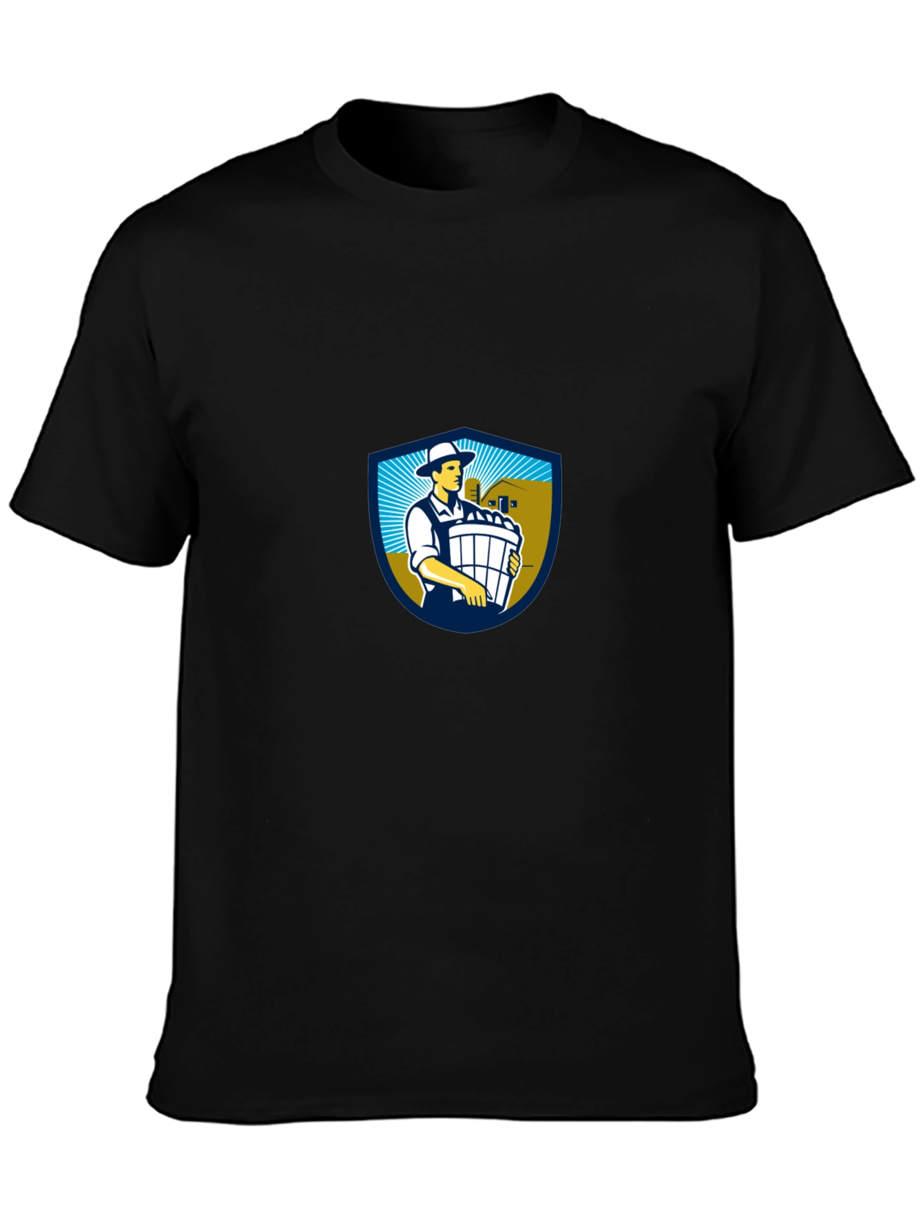 Classic Black T-Shirt with Farm Logo