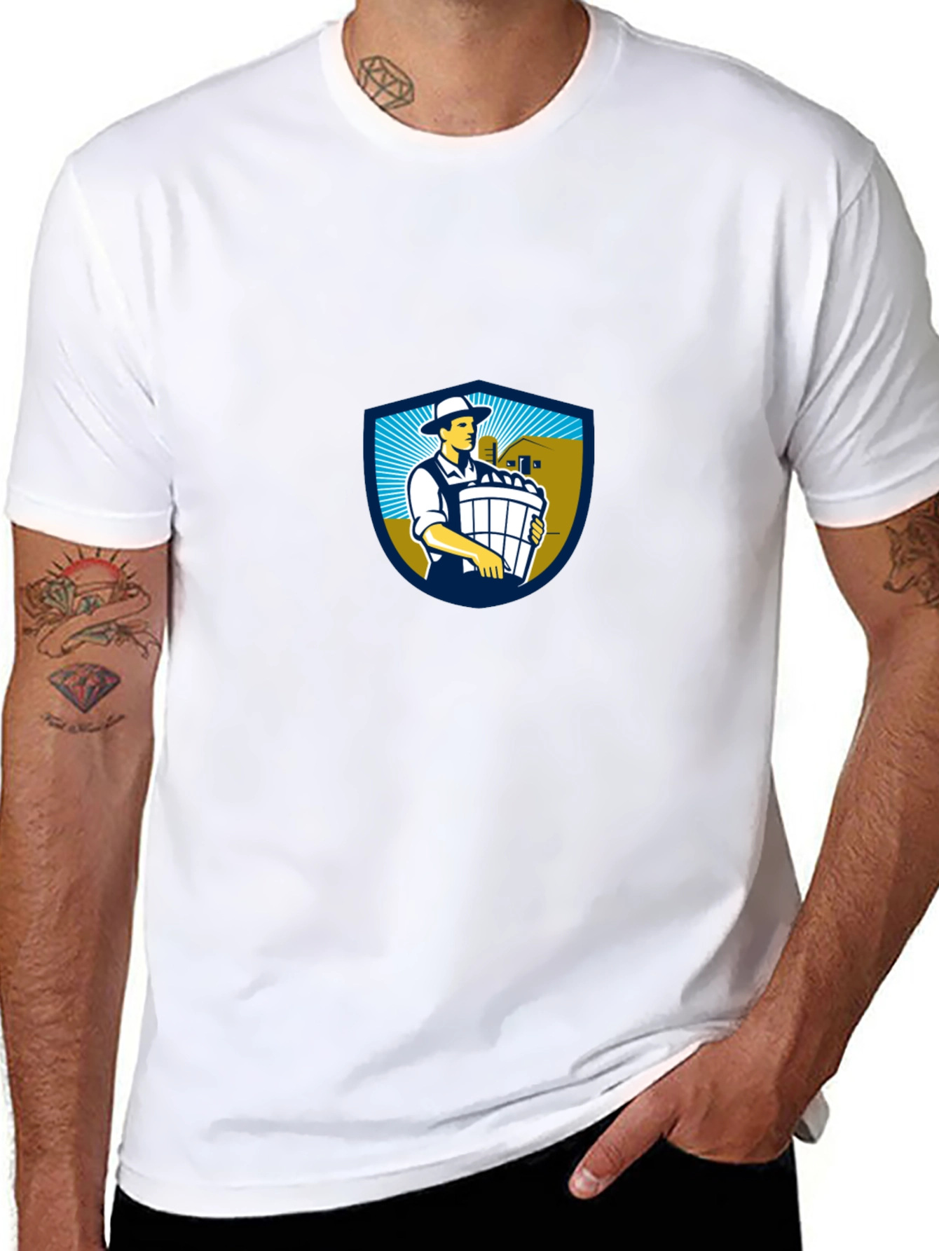Classic Black T-Shirt with Farm Logo