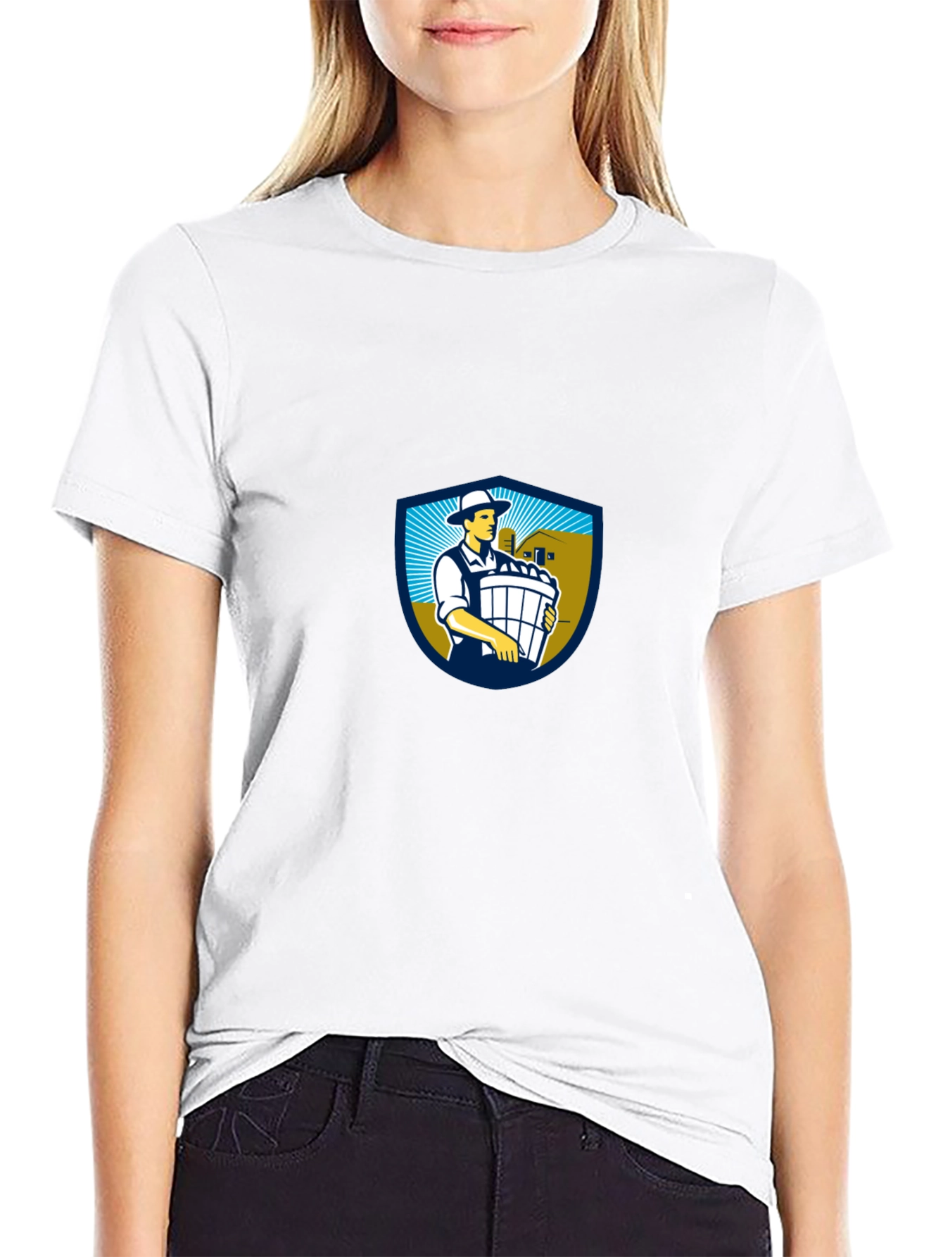 Classic Black T-Shirt with Farm Logo