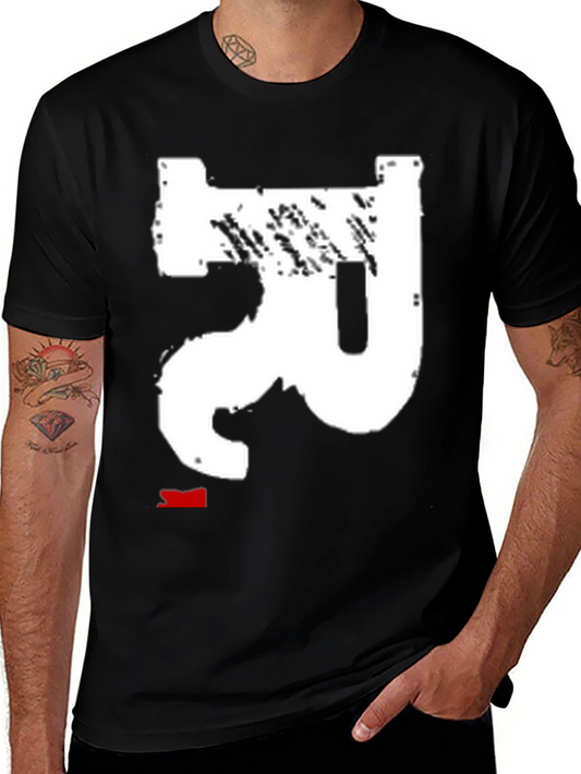 Modern Black Tee with Abstract White Design