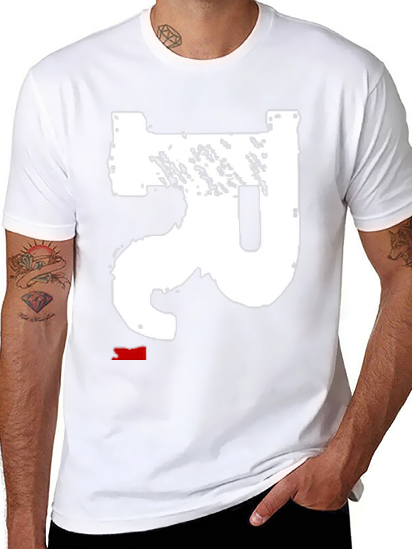Modern Black Tee with Abstract White Design